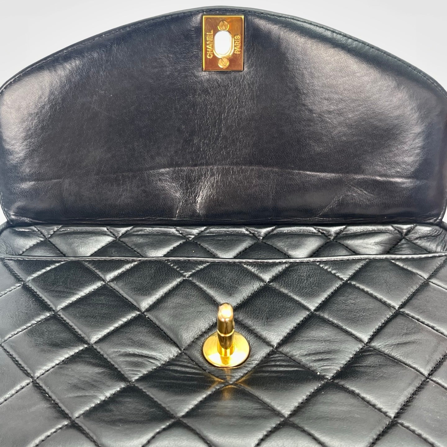 Chanel Black Lambskin Gold Ball Tassel Carved Camera Chain Bag [Used]