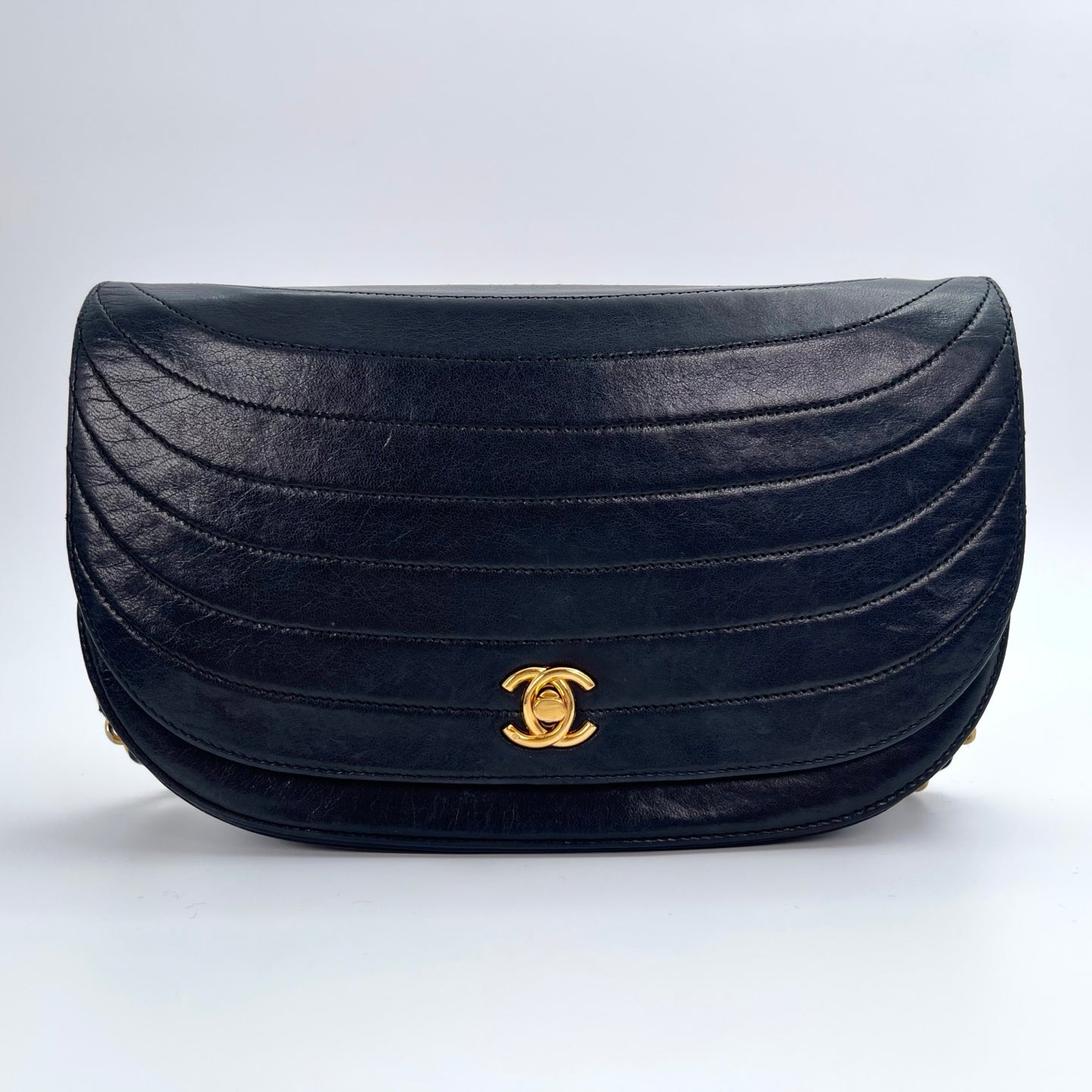 Chanel Black Lambskin Half-Moon Chain Shoulder Bag [Used]