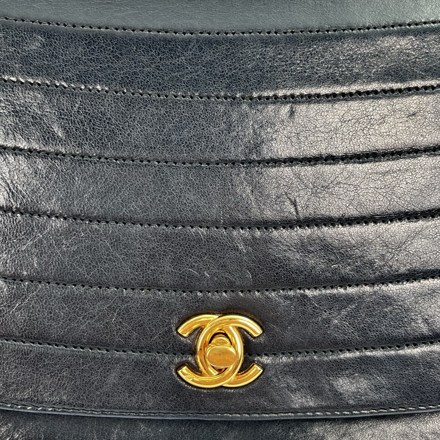 Chanel Black Lambskin Half-Moon Chain Shoulder Bag [Used]