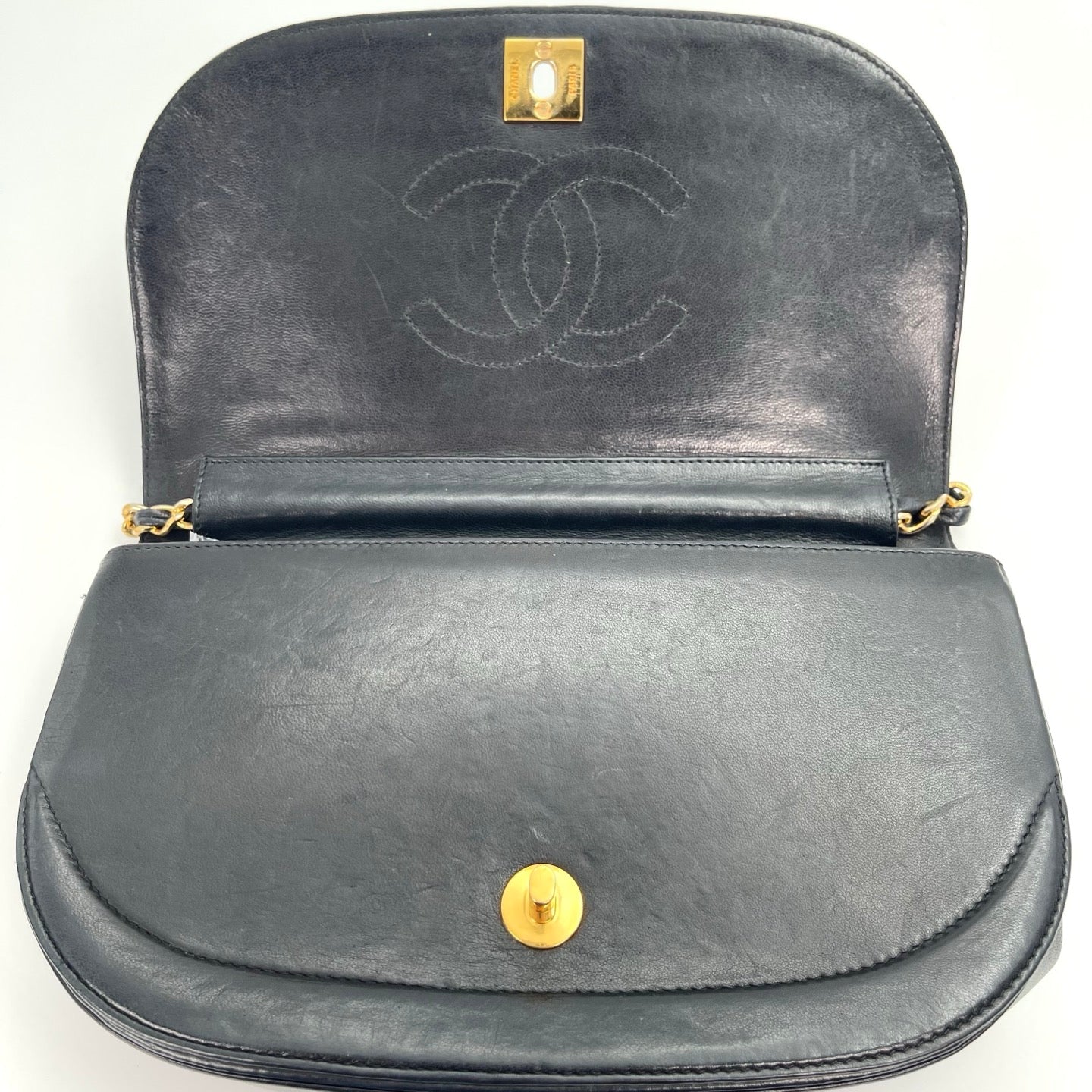 Chanel Black Lambskin Half-Moon Chain Shoulder Bag [Used]