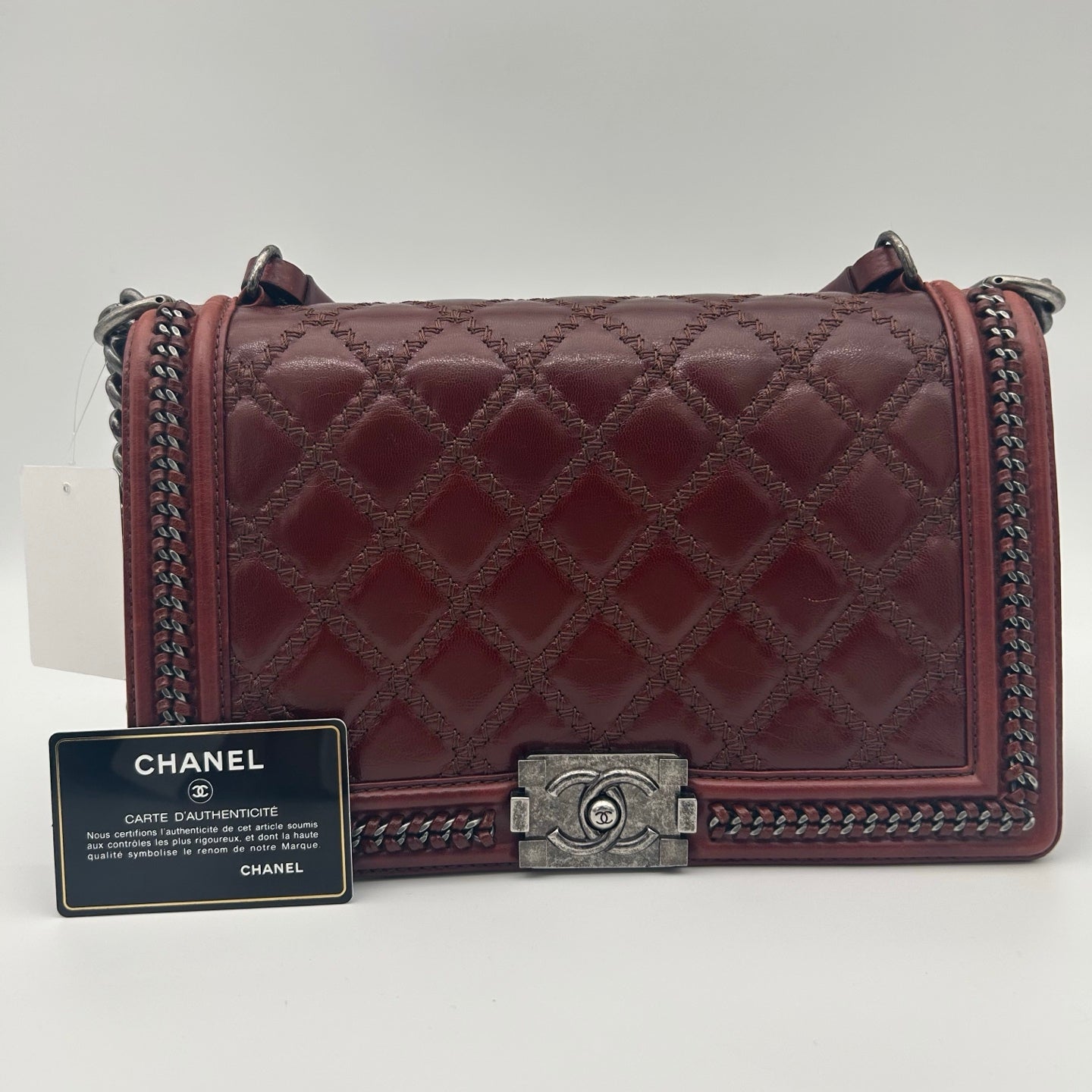 Chanel Salzburg Limited Edition Burgundy Calfskin Le Boy Shoulder Bag [Used]