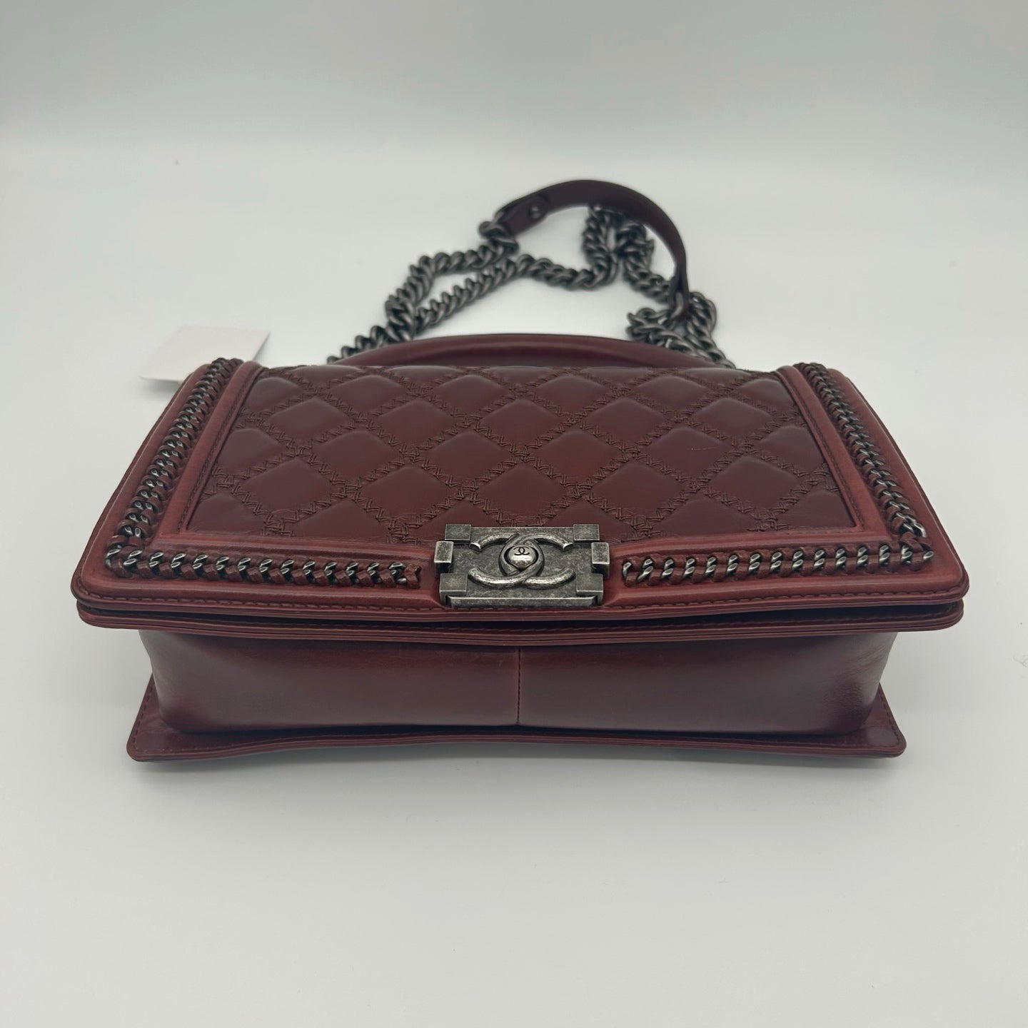 Chanel Salzburg Limited Edition Burgundy Calfskin Le Boy Shoulder Bag [Used]