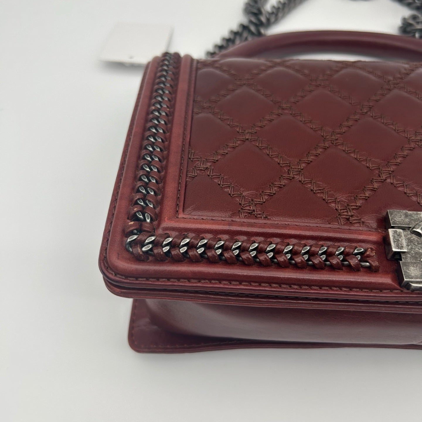 Chanel Salzburg Limited Edition Burgundy Calfskin Le Boy Shoulder Bag [Used]