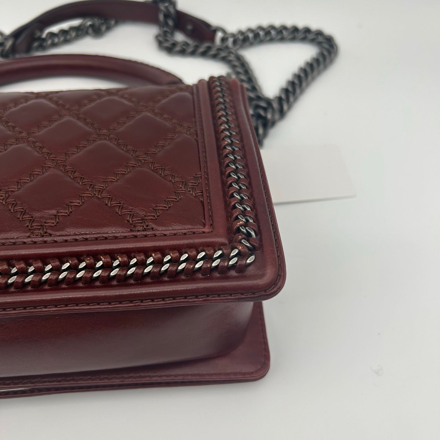 Chanel Salzburg Limited Edition Burgundy Calfskin Le Boy Shoulder Bag [Used]