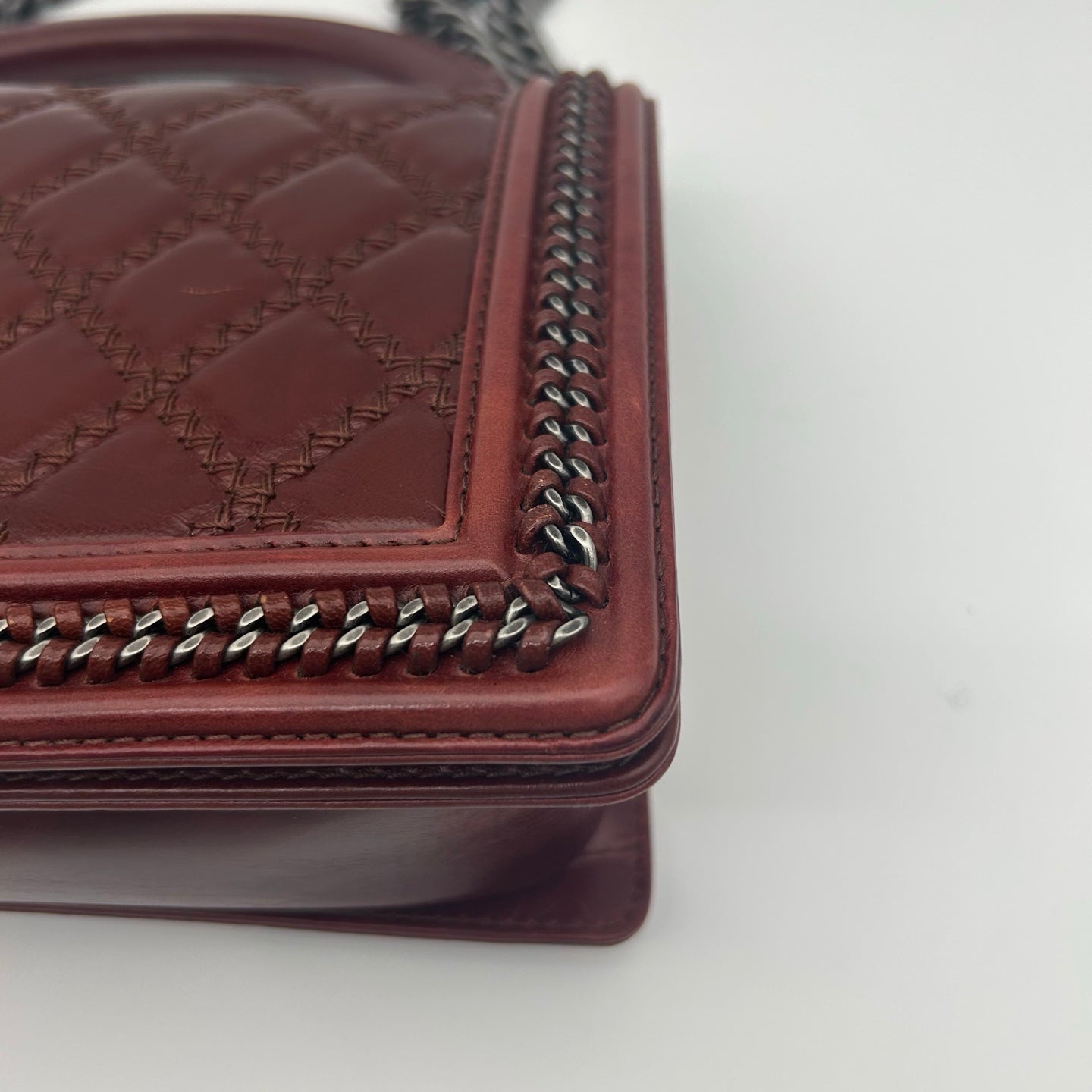 Chanel Salzburg Limited Edition Burgundy Calfskin Le Boy Shoulder Bag [Used]