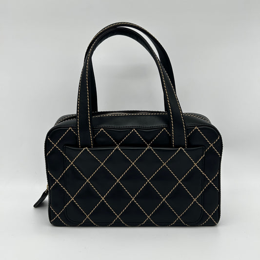 Chanel Black Lambskin Bowling Top Handle Bag Small [Used]