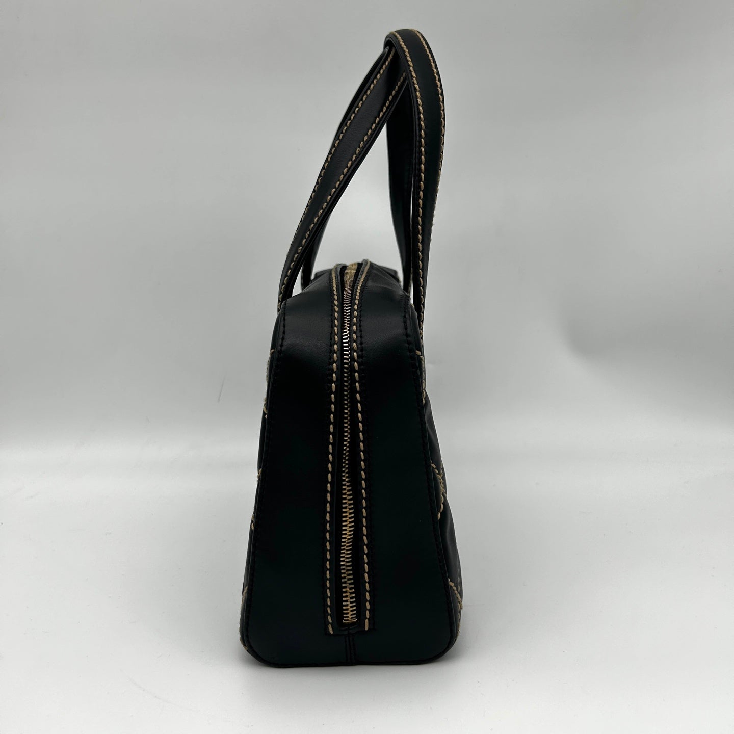 Chanel Black Lambskin Bowling Top Handle Bag Small [Used]