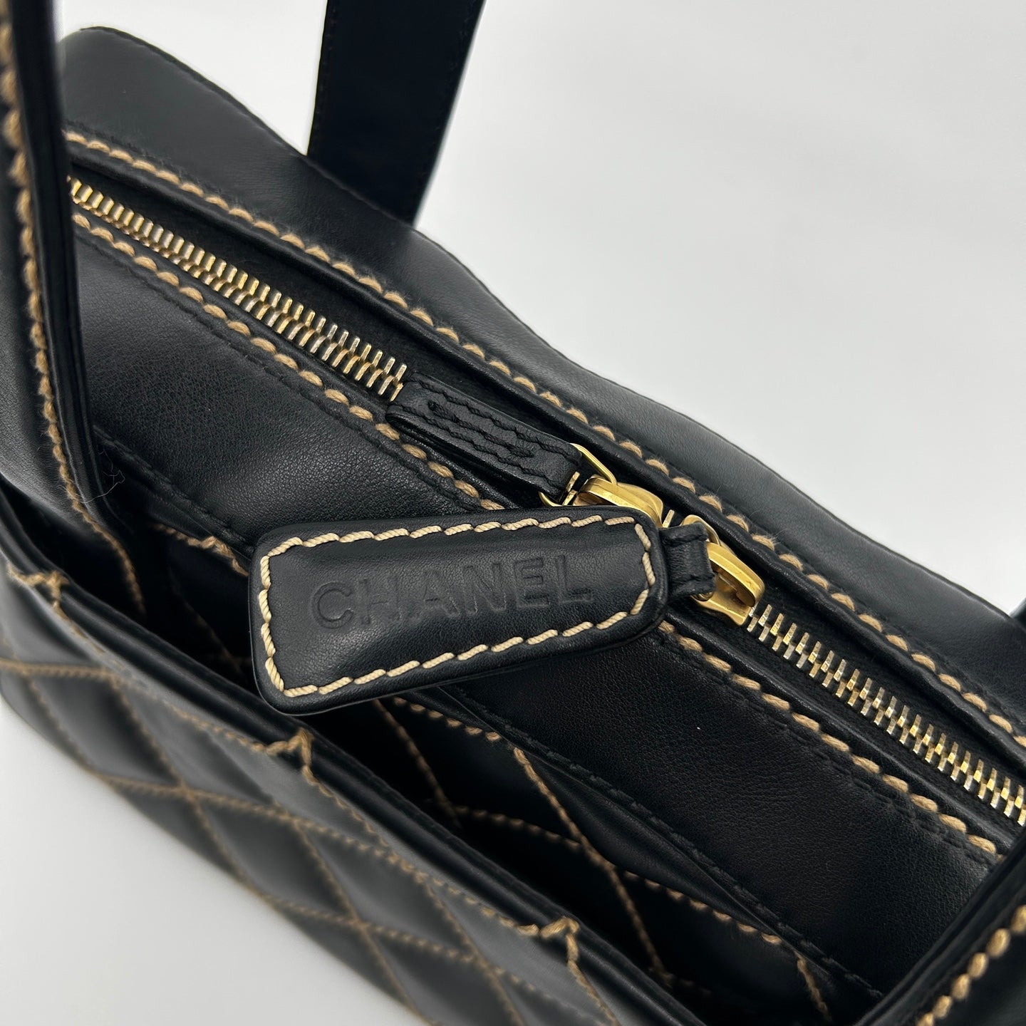 Chanel Black Lambskin Bowling Top Handle Bag Small [Used]