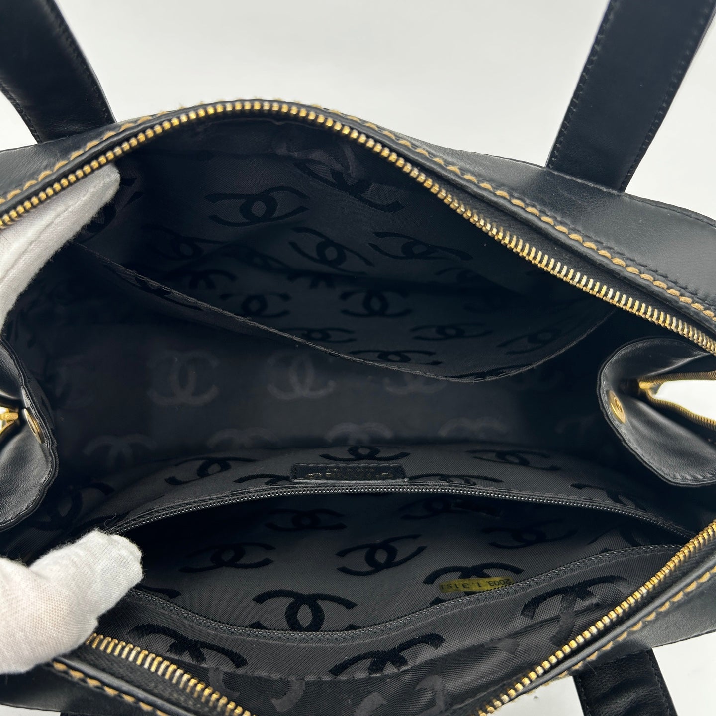 Chanel Black Lambskin Bowling Top Handle Bag Small [Used]