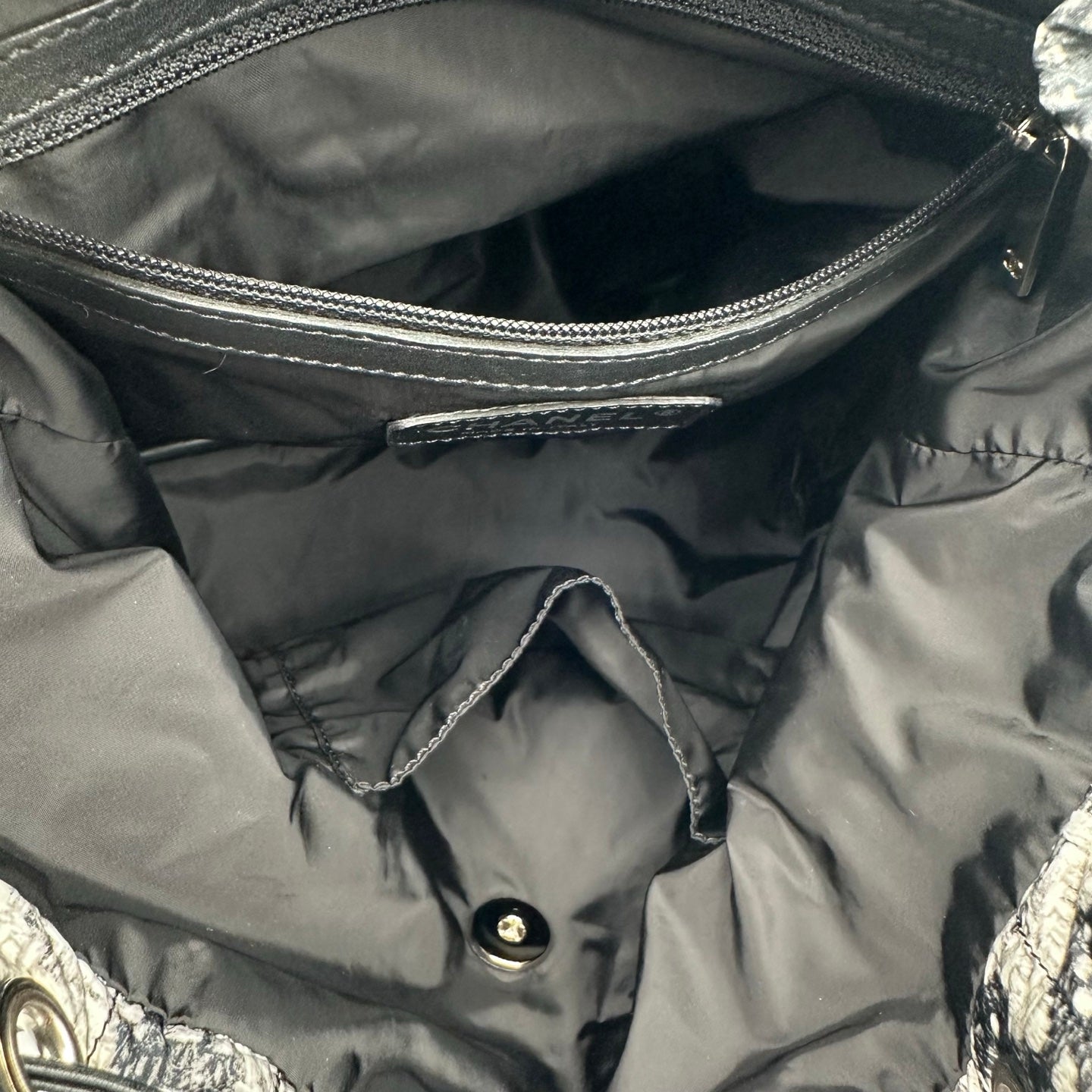 Chanel Black and White Plaid Nylon Tweed-Effect Backpack [Used]