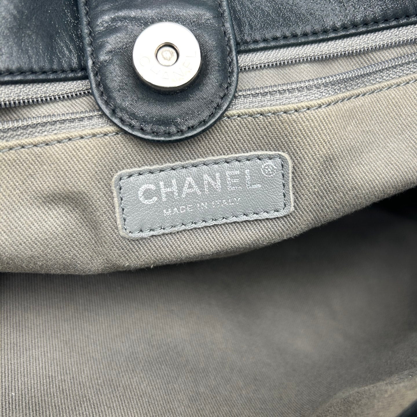 Chanel Black and Silver Quilted XXL Travel Tote with Chain Strap [Used]