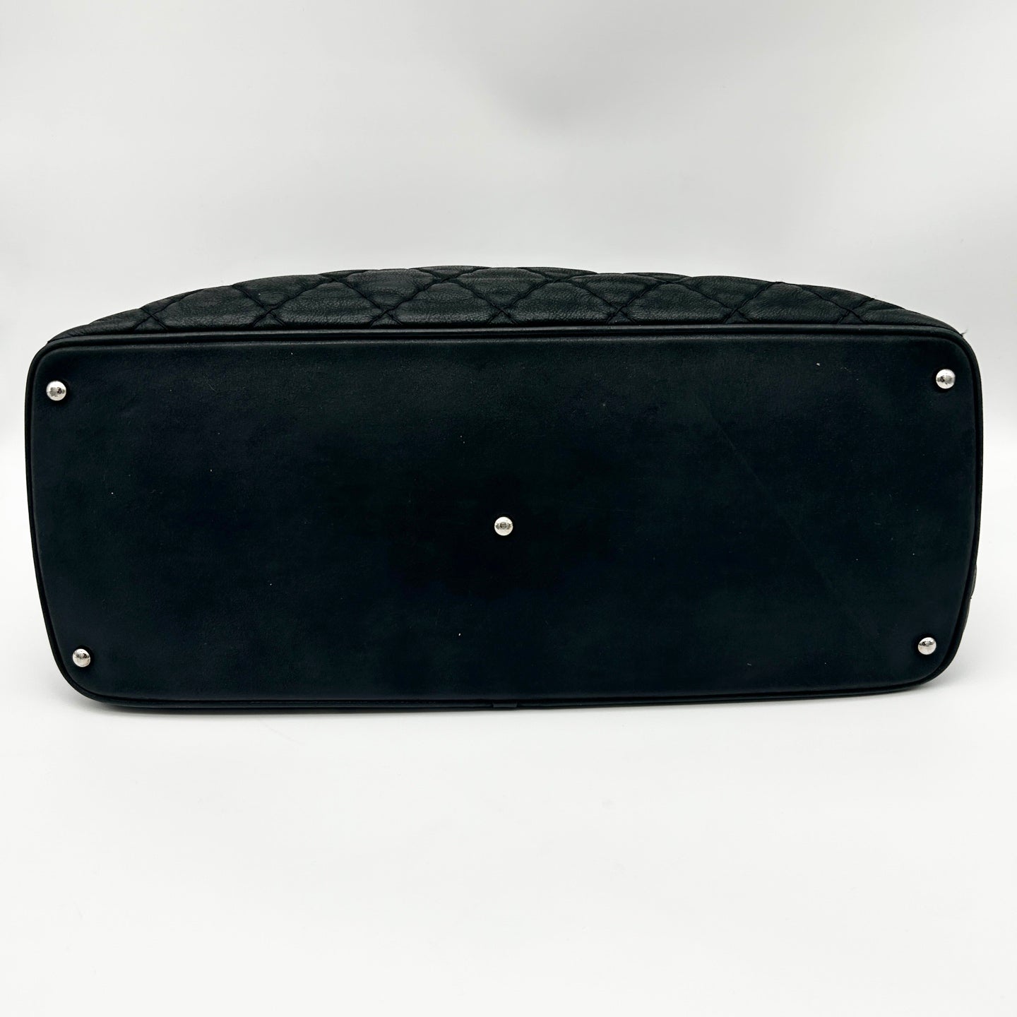 Chanel Black and Silver Quilted XXL Travel Tote with Chain Strap [Used]