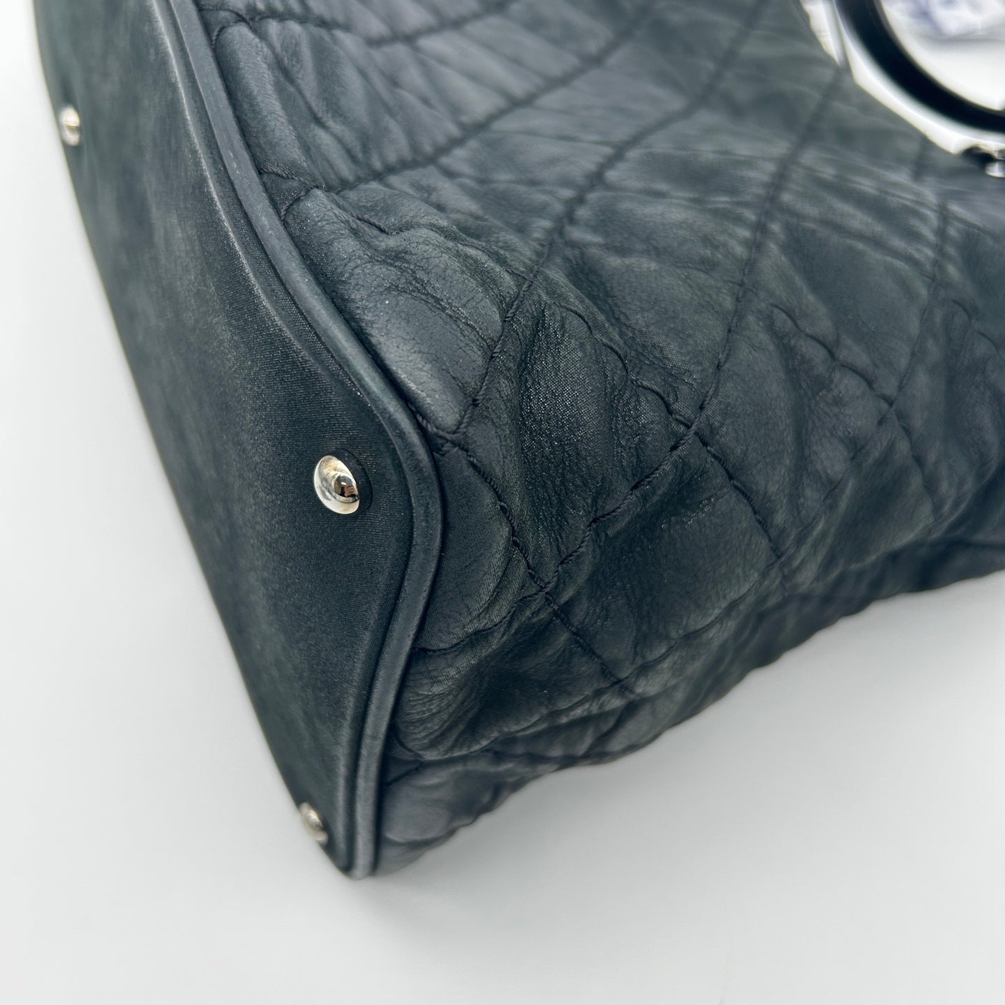 Chanel Black and Silver Quilted XXL Travel Tote with Chain Strap [Used]