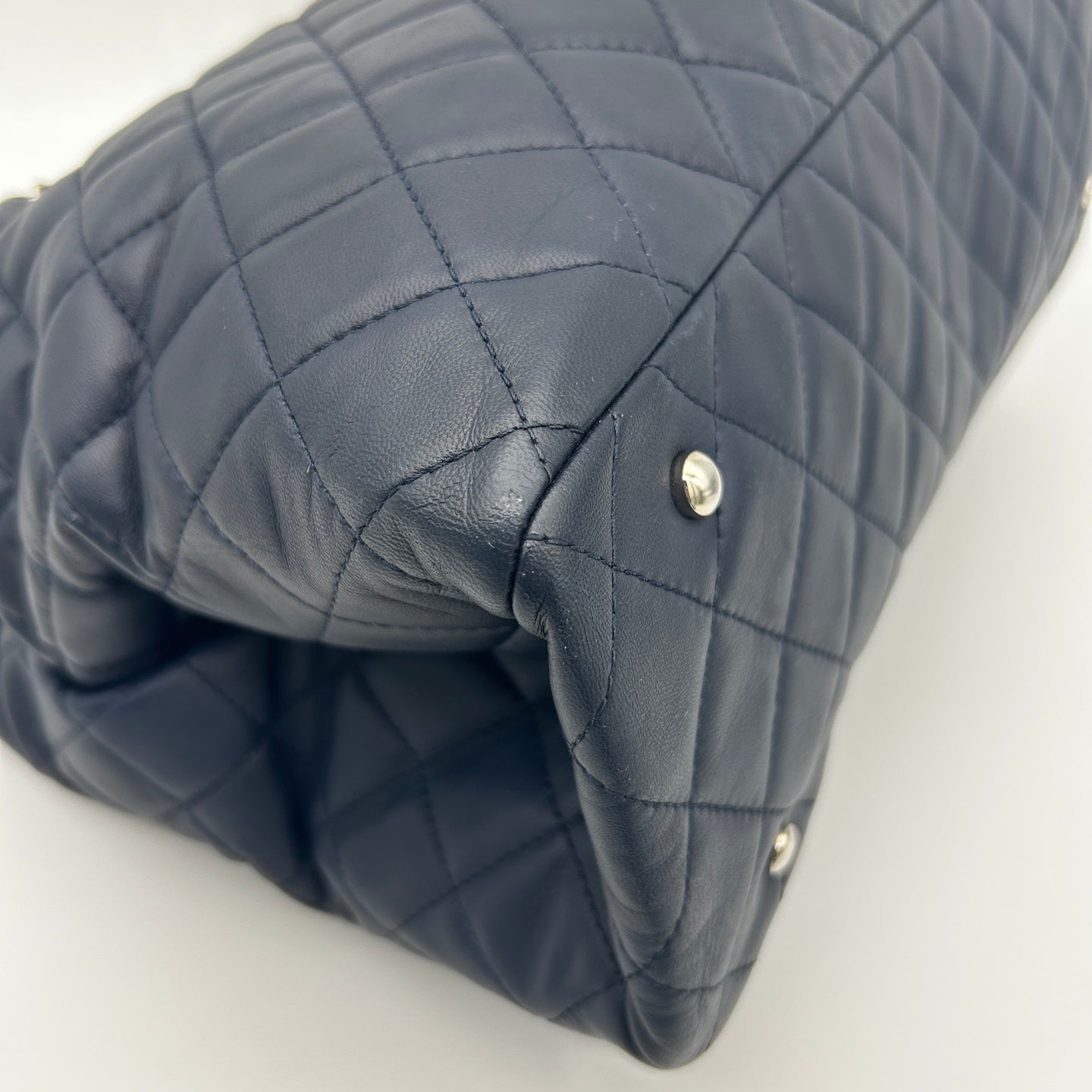 Chanel 2017 Cruise Cuba Collection Navy Blue Quilted Chain Travel Tote [Used]