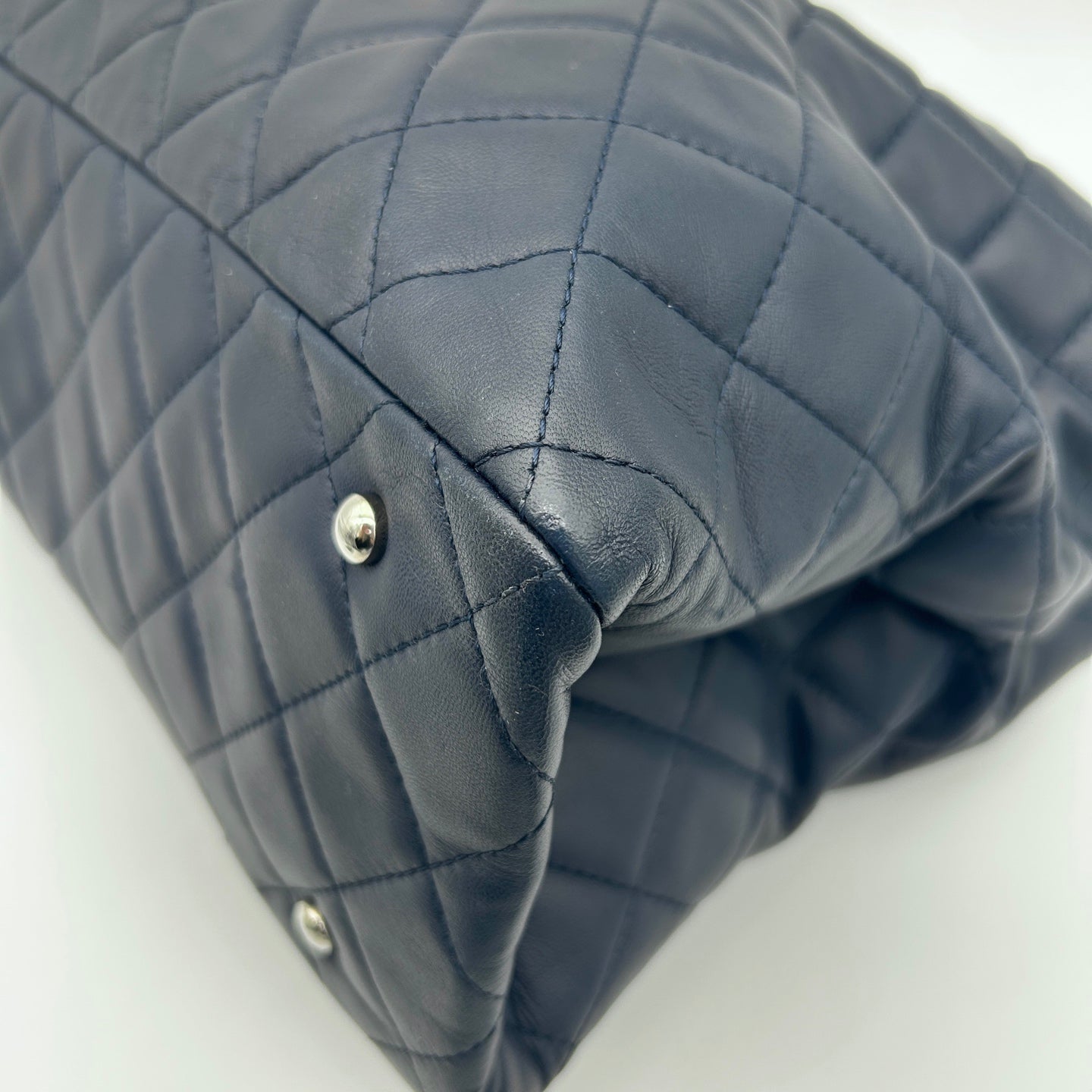 Chanel 2017 Cruise Cuba Collection Navy Blue Quilted Chain Travel Tote [Used]