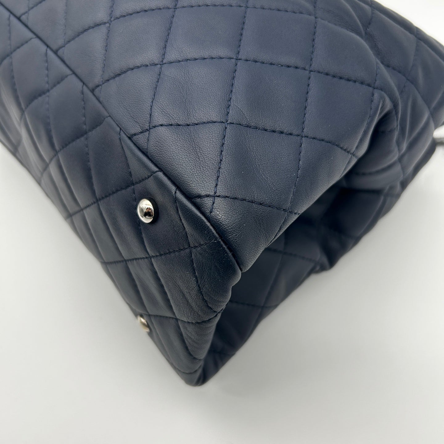 Chanel 2017 Cruise Cuba Collection Navy Blue Quilted Chain Travel Tote [Used]