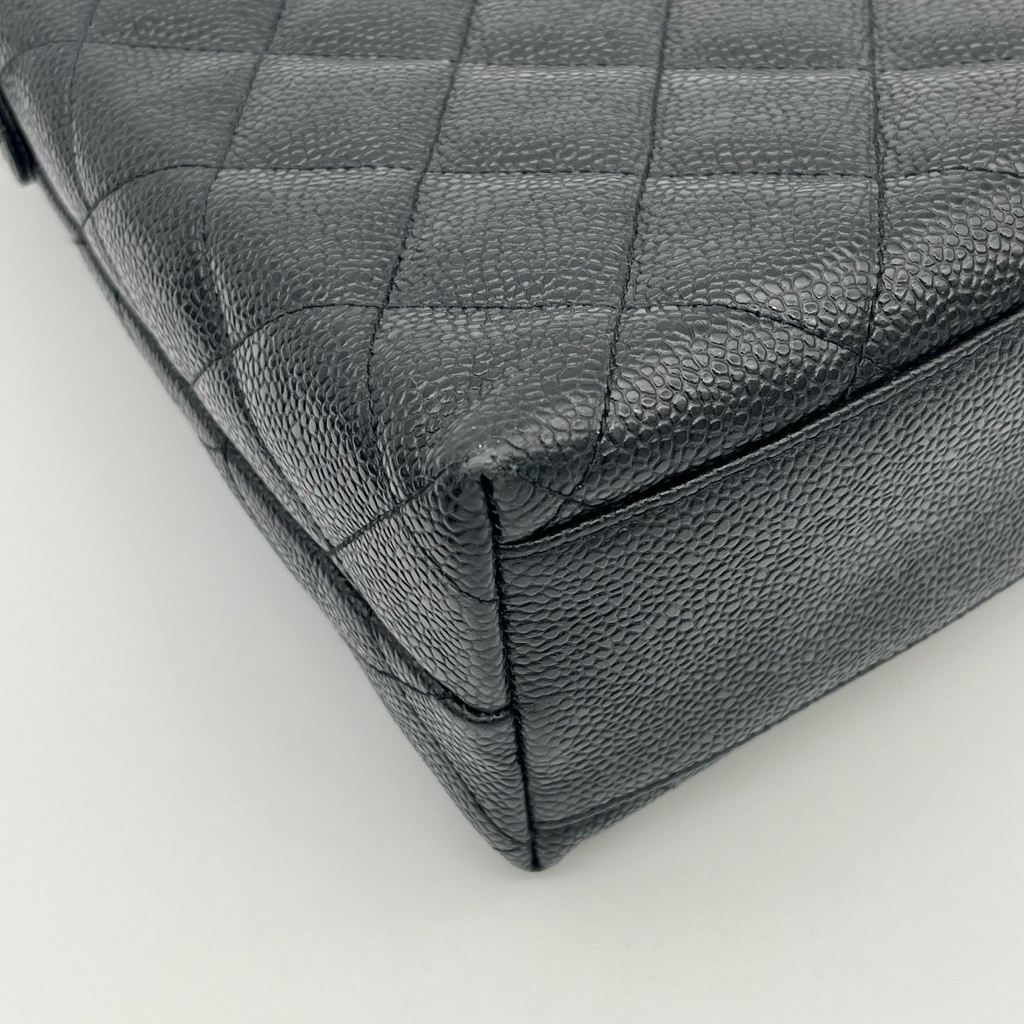 Chanel Black Caviar Leather Square Flap Shoulder Bag [Used]