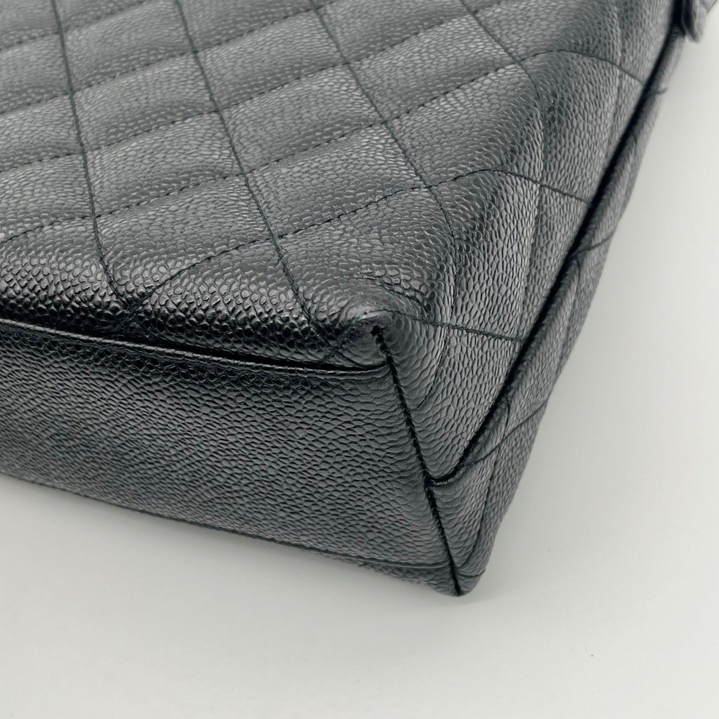 Chanel Black Caviar Leather Square Flap Shoulder Bag [Used]
