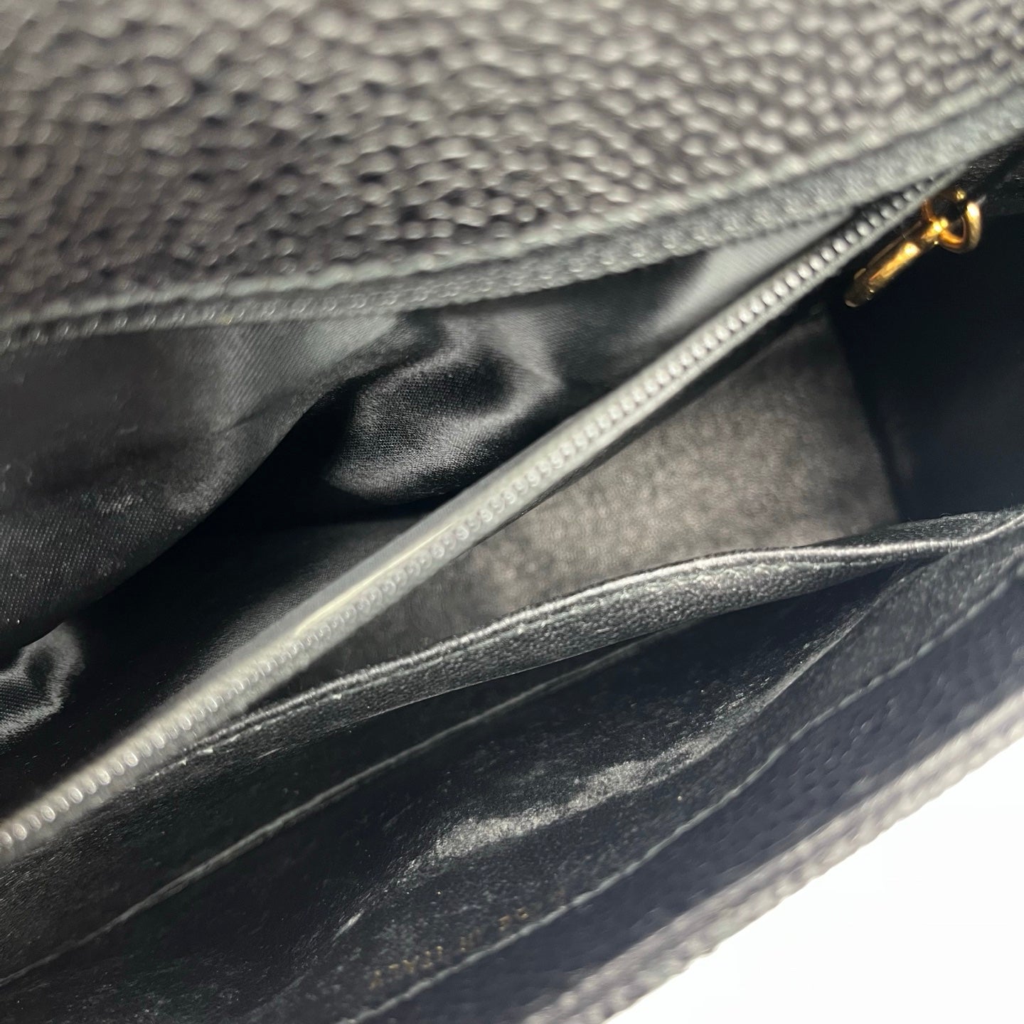 Chanel Black Caviar Leather Square Flap Shoulder Bag [Used]