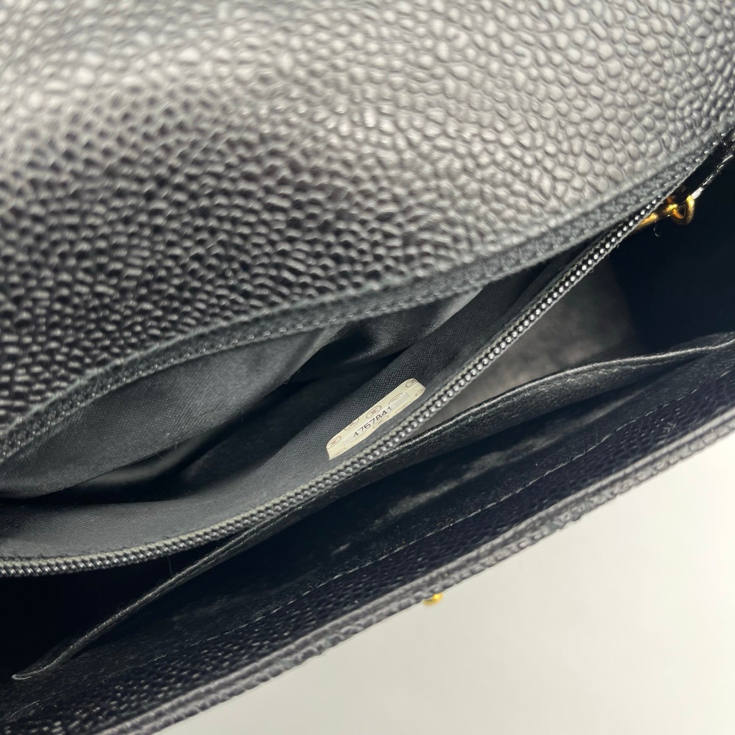 Chanel Black Caviar Leather Square Flap Shoulder Bag [Used]