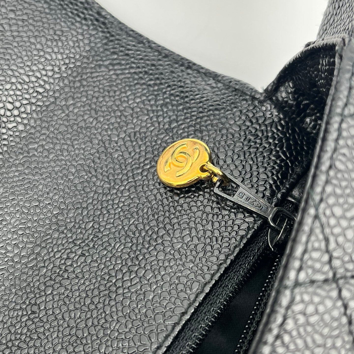Chanel Black Caviar Leather Square Flap Shoulder Bag [Used]