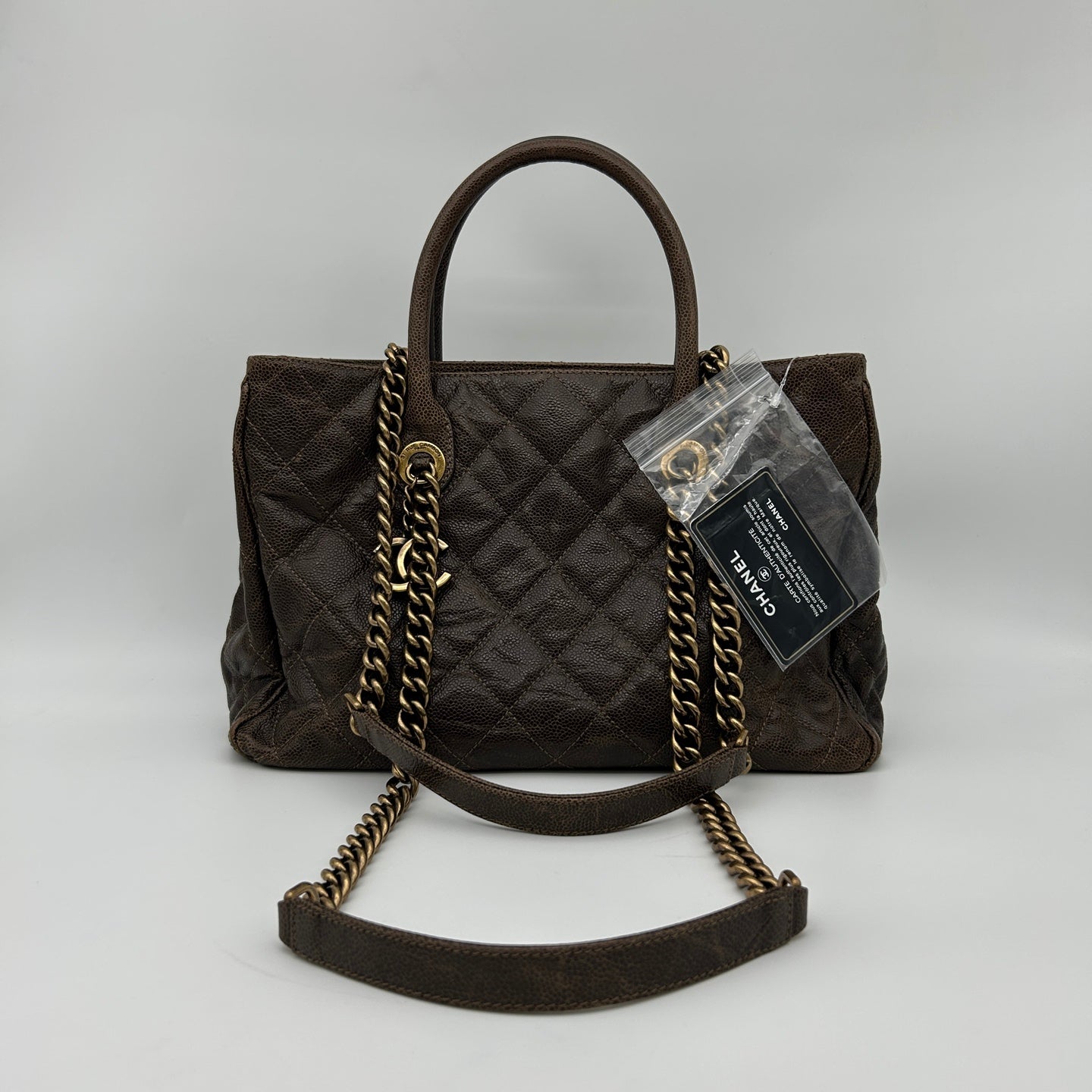 Chanel Brown Caviar Leather 2-Way Vintage Tote Bag with Gold-Tone Hardware [Used]