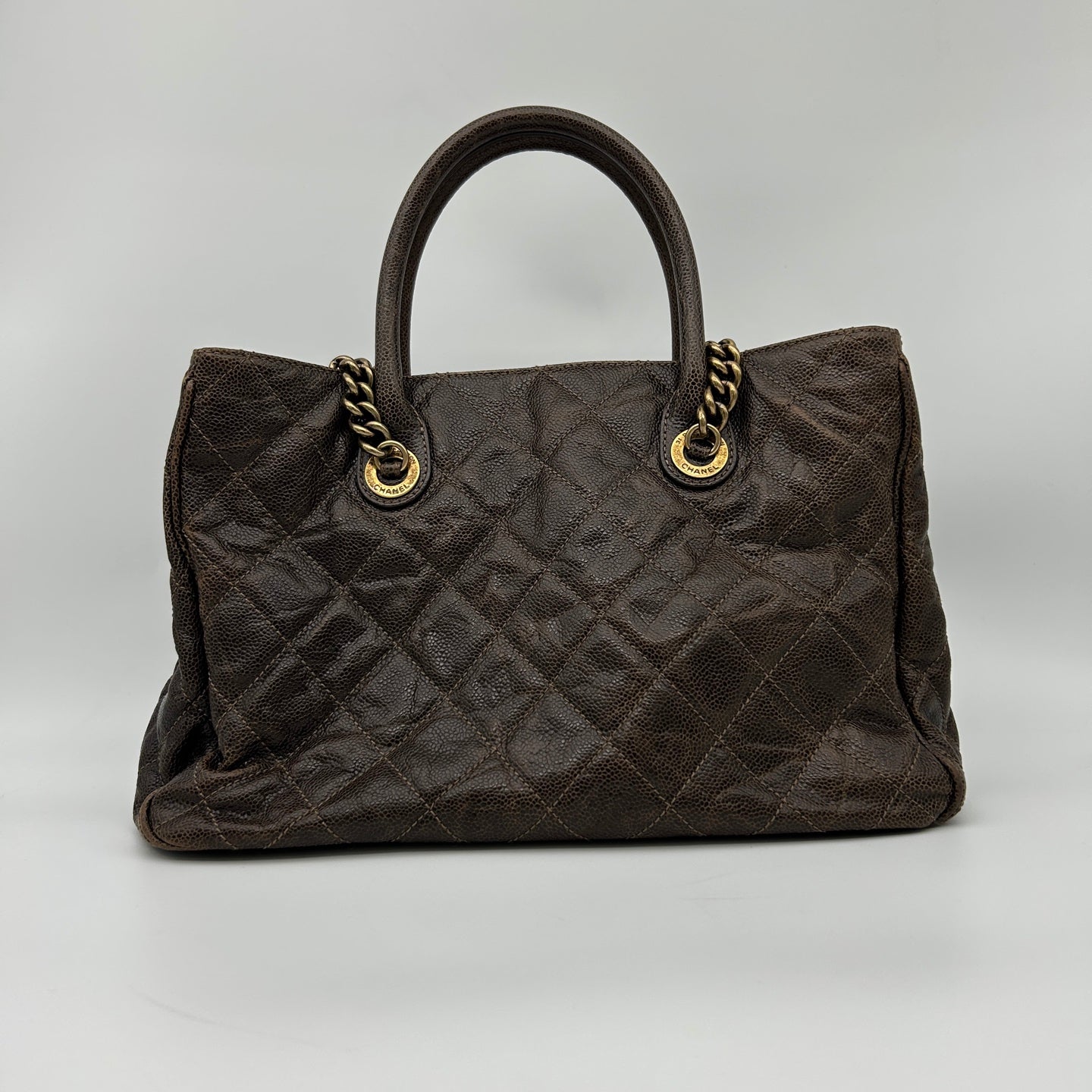 Chanel Brown Caviar Leather 2-Way Vintage Tote Bag with Gold-Tone Hardware [Used]