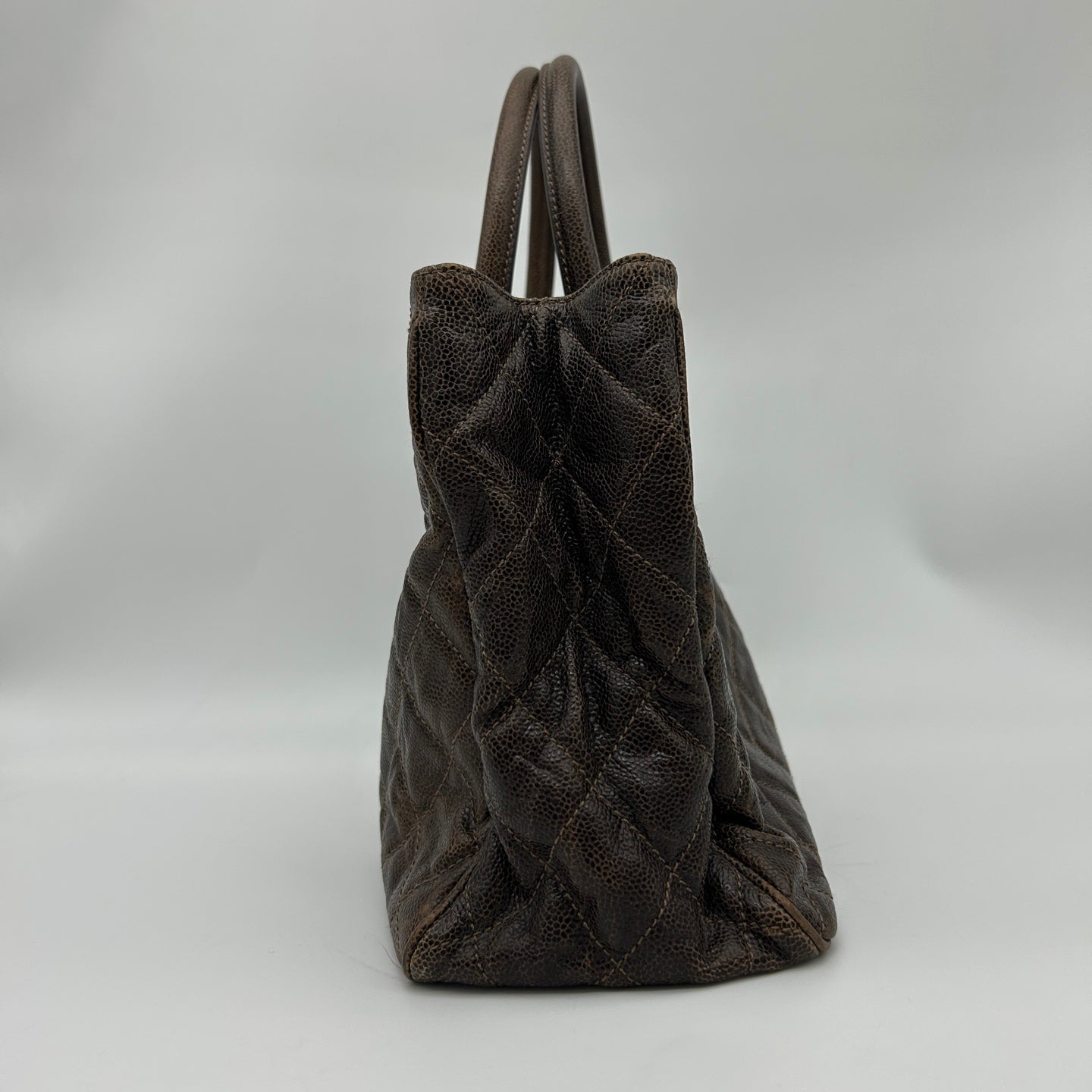 Chanel Brown Caviar Leather 2-Way Vintage Tote Bag with Gold-Tone Hardware [Used]