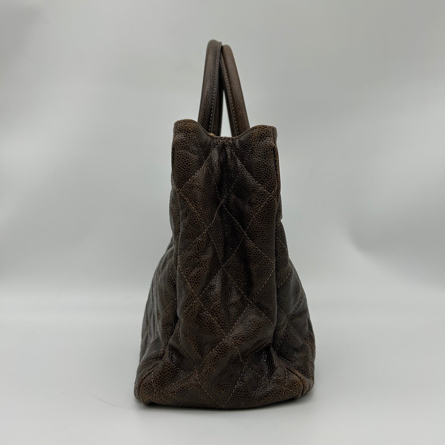 Chanel Brown Caviar Leather 2-Way Vintage Tote Bag with Gold-Tone Hardware [Used]
