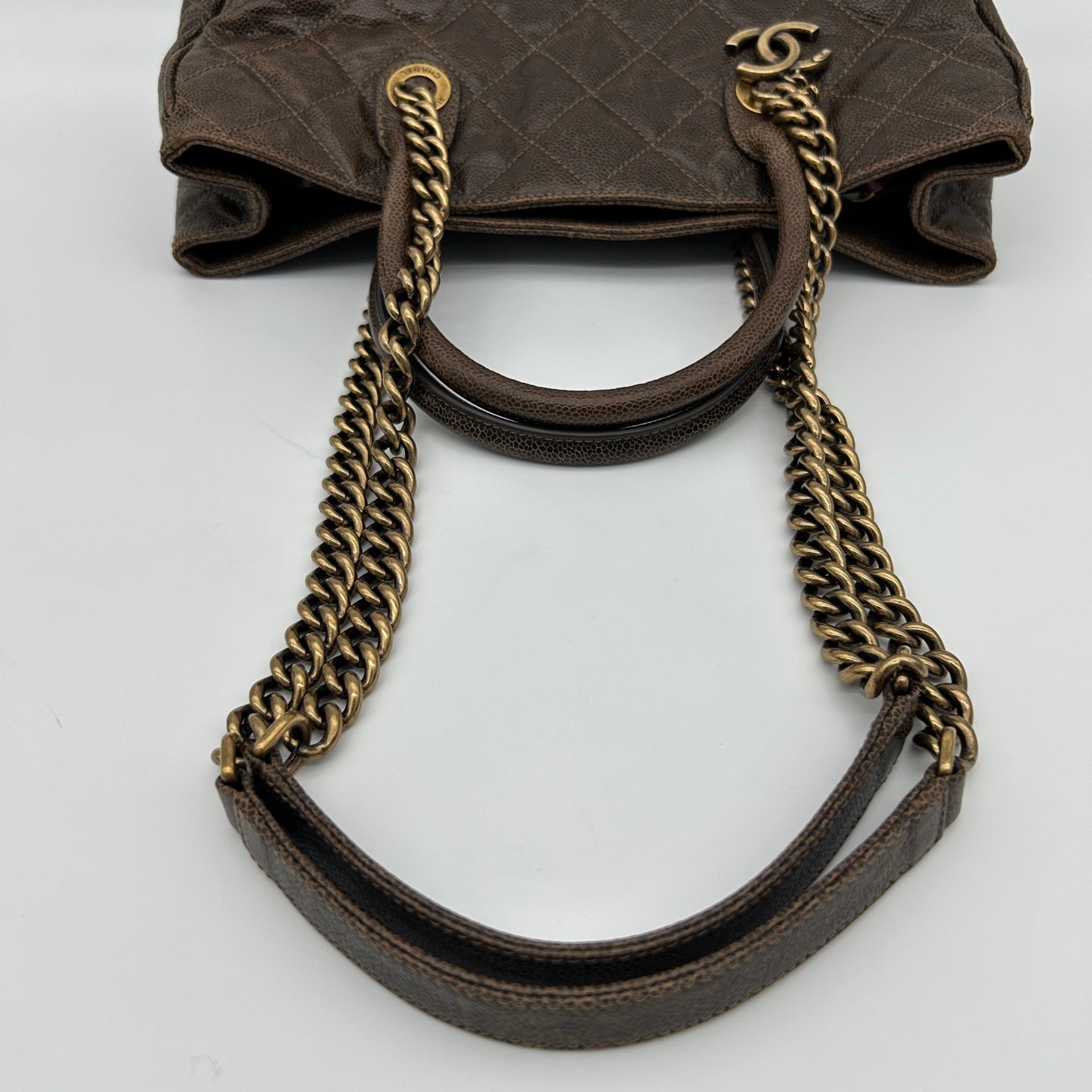 Chanel Brown Caviar Leather 2-Way Vintage Tote Bag with Gold-Tone Hardware [Used]