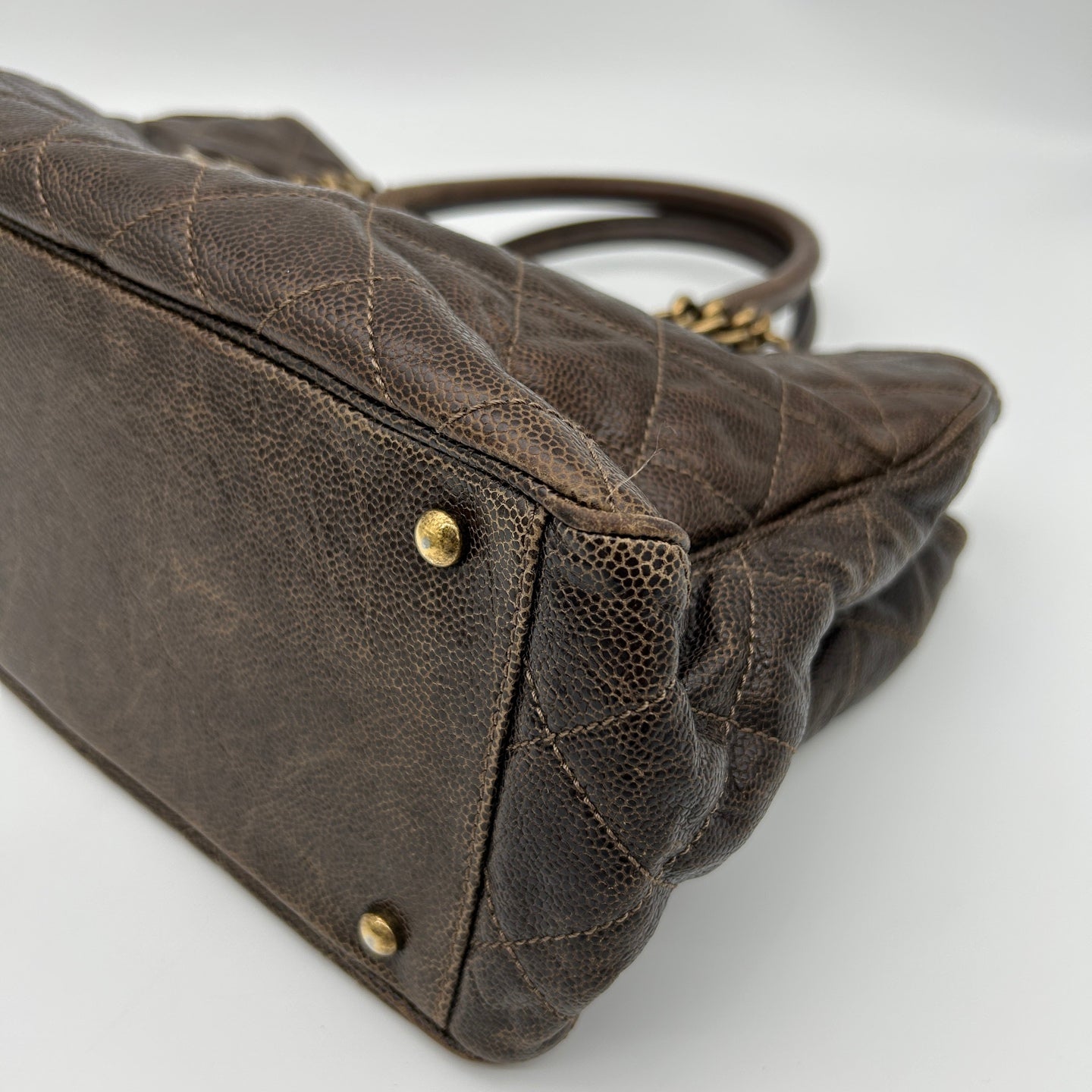 Chanel Brown Caviar Leather 2-Way Vintage Tote Bag with Gold-Tone Hardware [Used]