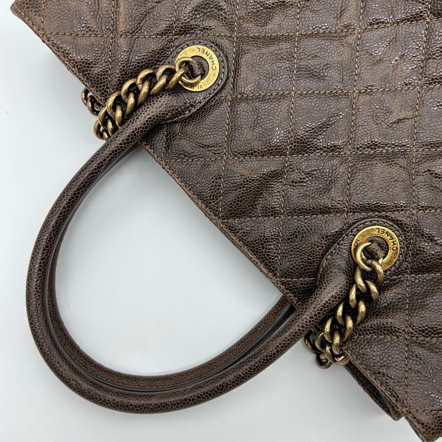 Chanel Brown Caviar Leather 2-Way Vintage Tote Bag with Gold-Tone Hardware [Used]