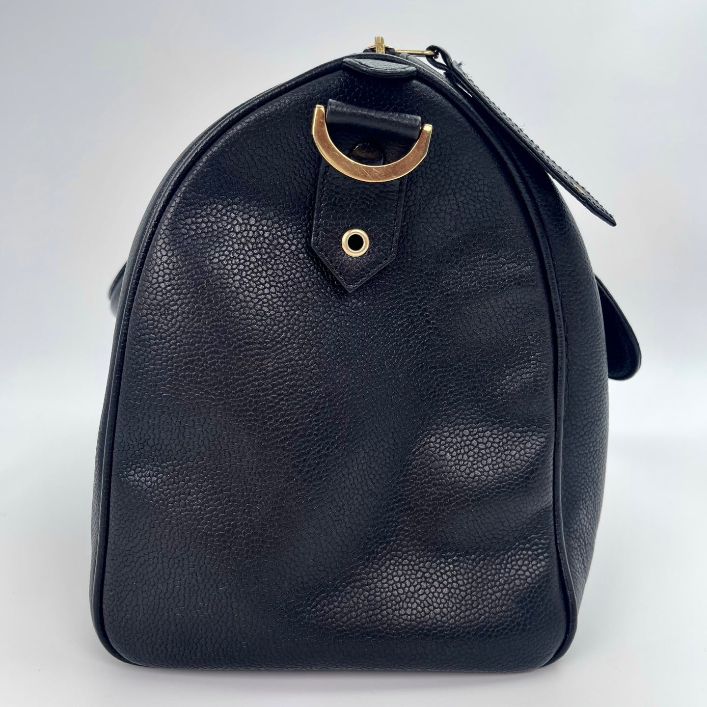 Chanel Black Calfskin Coco Mark Boston Bag with Gold-Tone Hardware [Used]