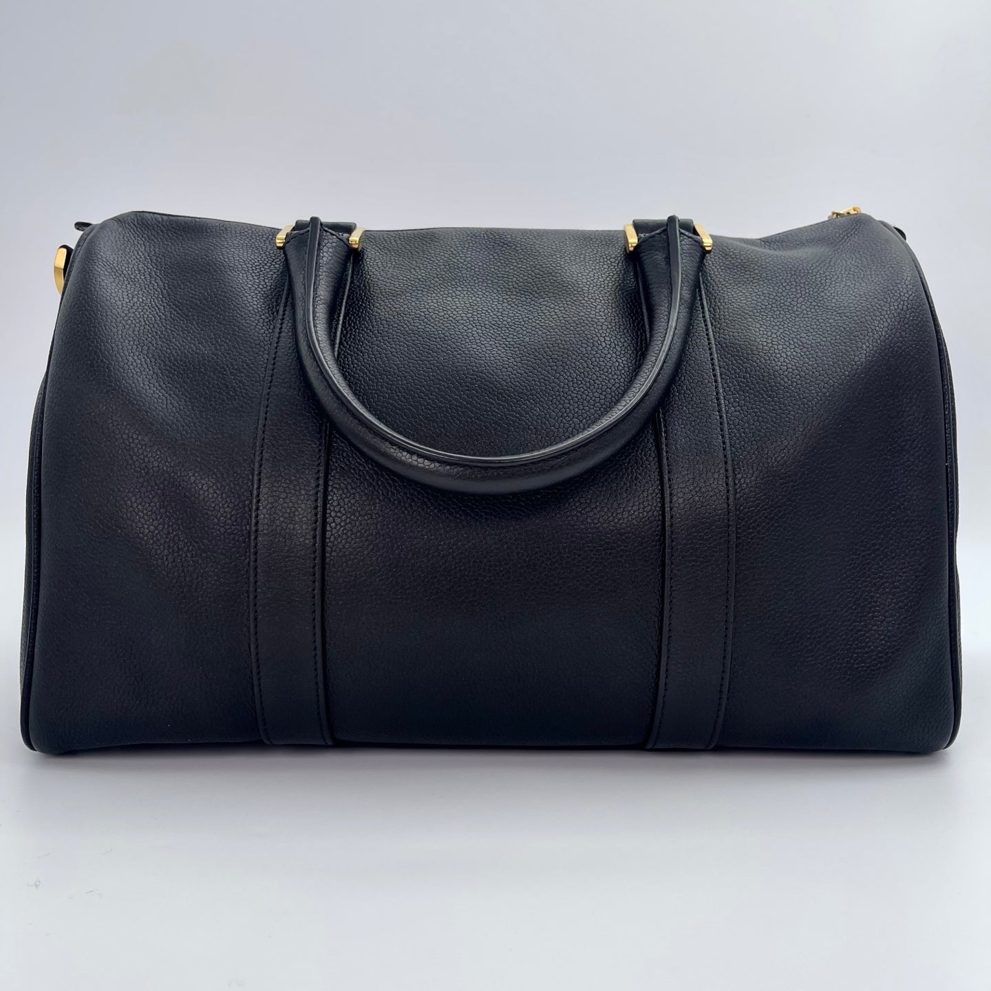 Chanel Black Calfskin Coco Mark Boston Bag with Gold-Tone Hardware [Used]