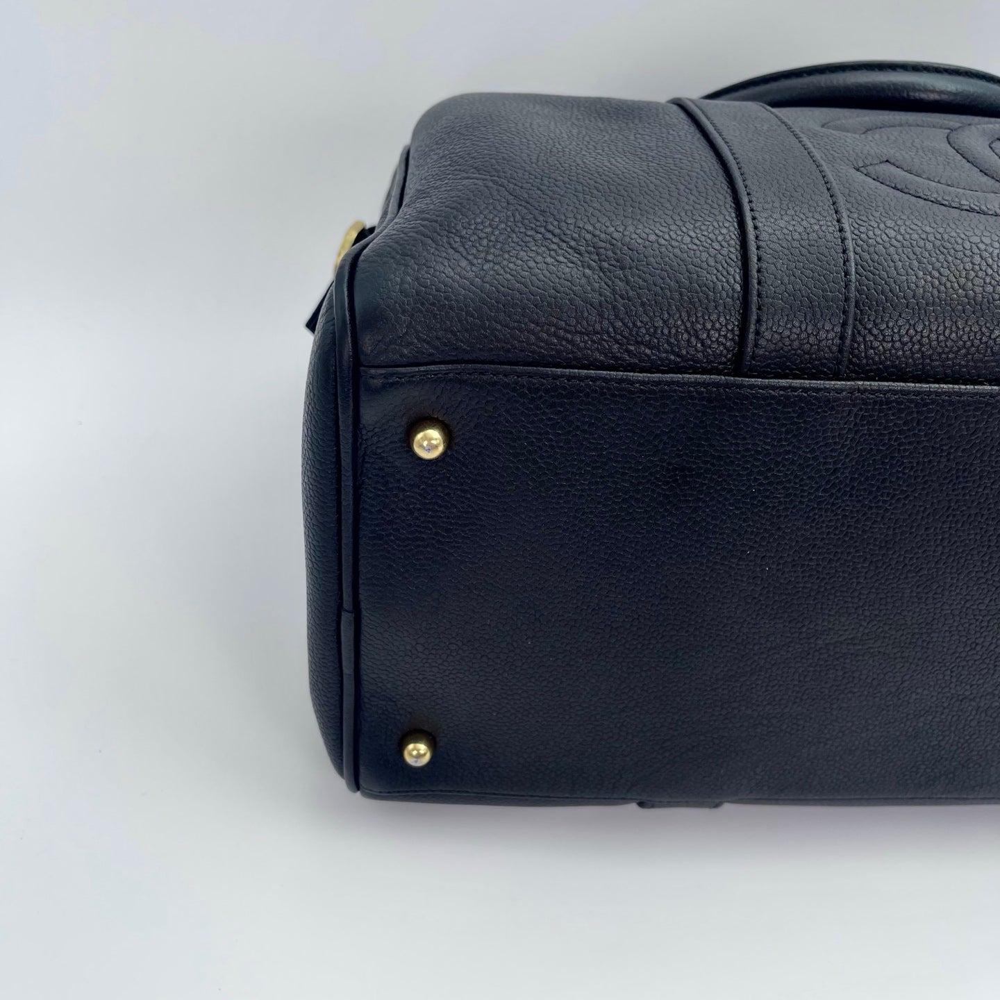 Chanel Black Calfskin Coco Mark Boston Bag with Gold-Tone Hardware [Used]