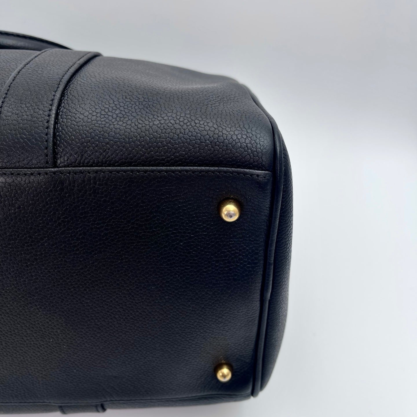 Chanel Black Calfskin Coco Mark Boston Bag with Gold-Tone Hardware [Used]