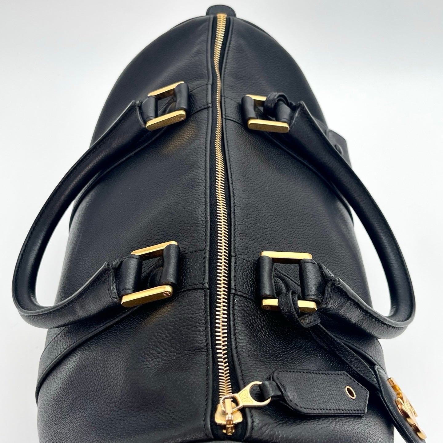 Chanel Black Calfskin Coco Mark Boston Bag with Gold-Tone Hardware [Used]