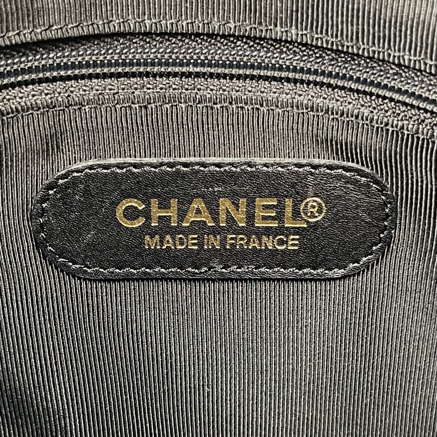 Chanel Black Calfskin Coco Mark Boston Bag with Gold-Tone Hardware [Used]
