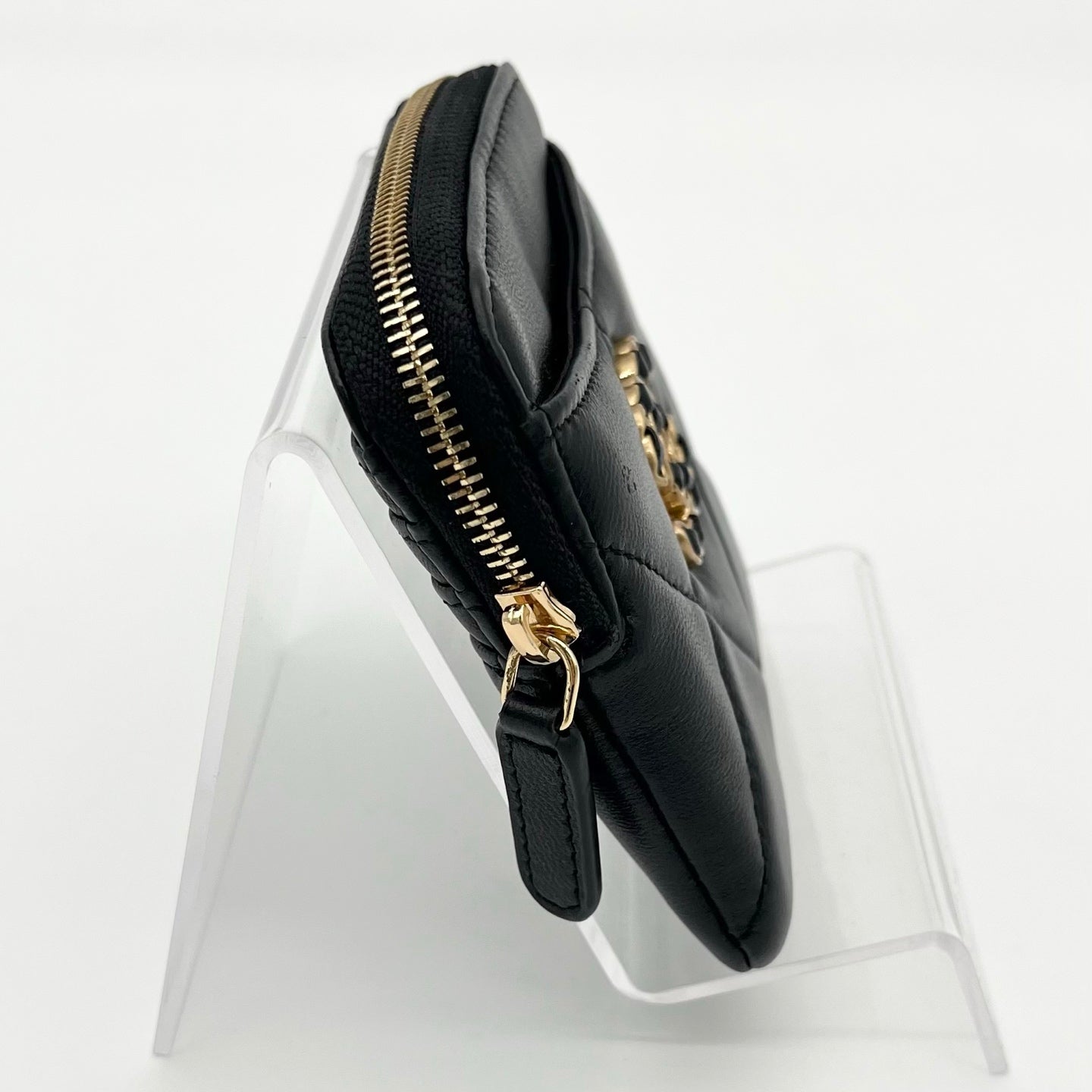 Chanel 19 Series Black Lambskin Coin Purse & Card Holder with Gold-Tone Hardware [Used]