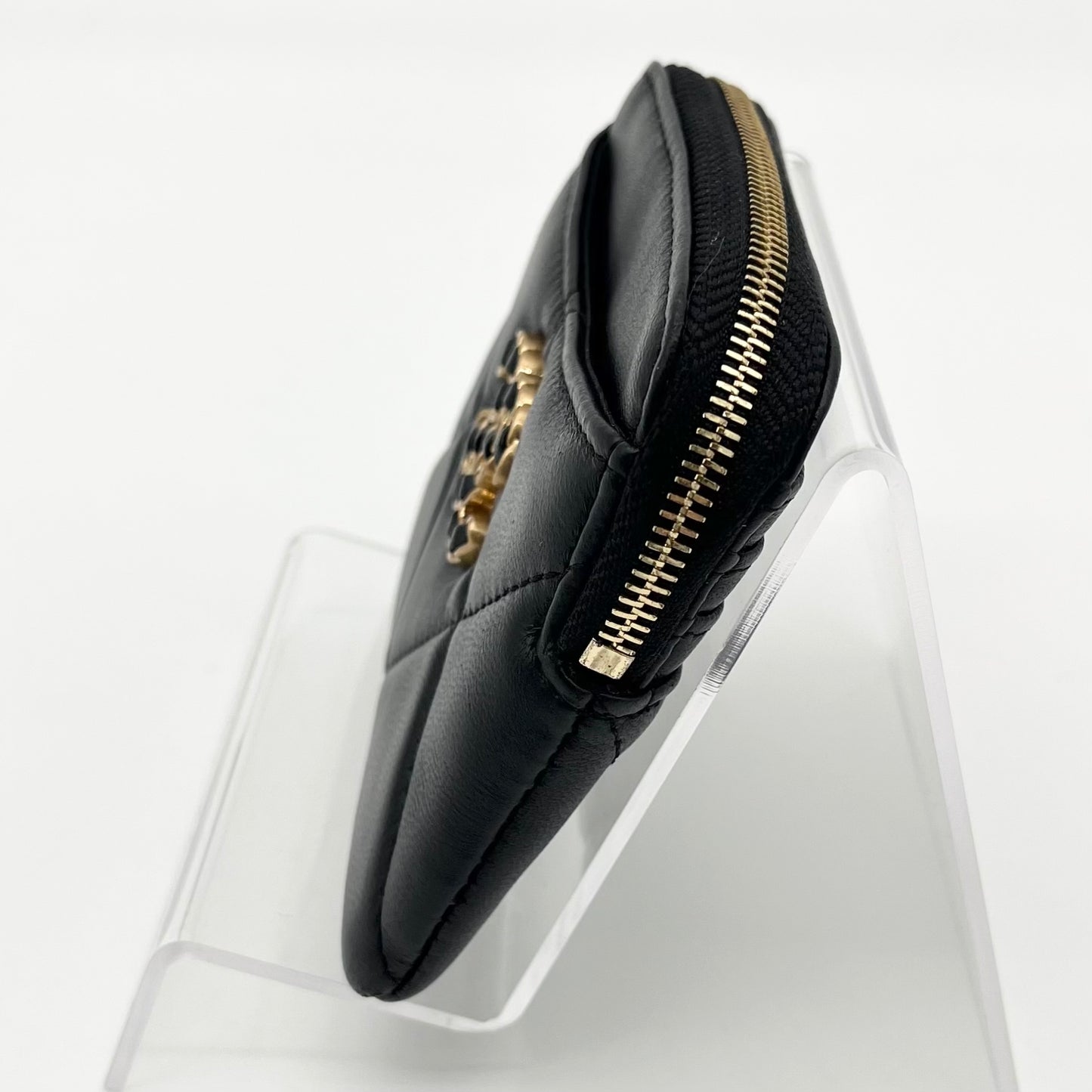 Chanel 19 Series Black Lambskin Coin Purse & Card Holder with Gold-Tone Hardware [Used]