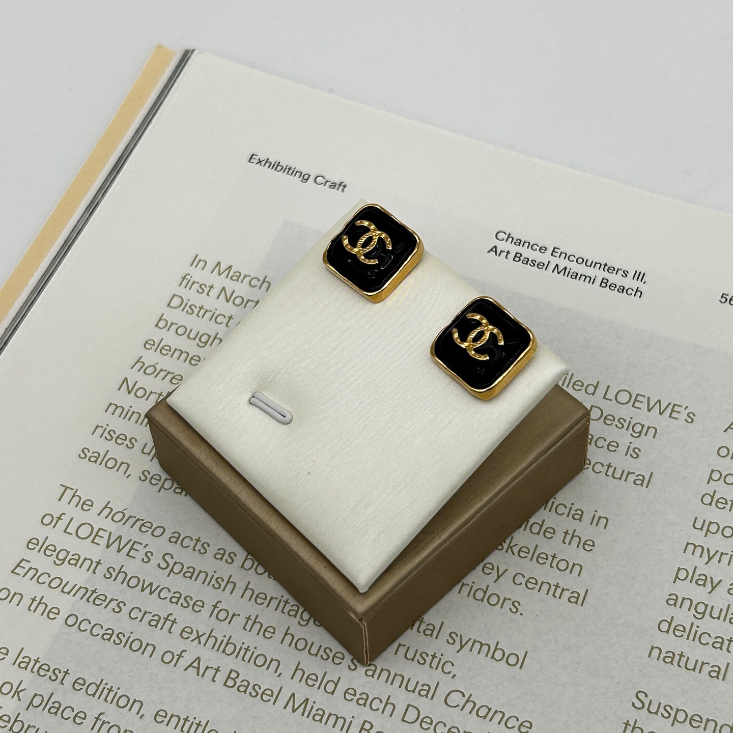 Chanel B23K Black Square Vintage Coco Mark Stud Earrings [Used]