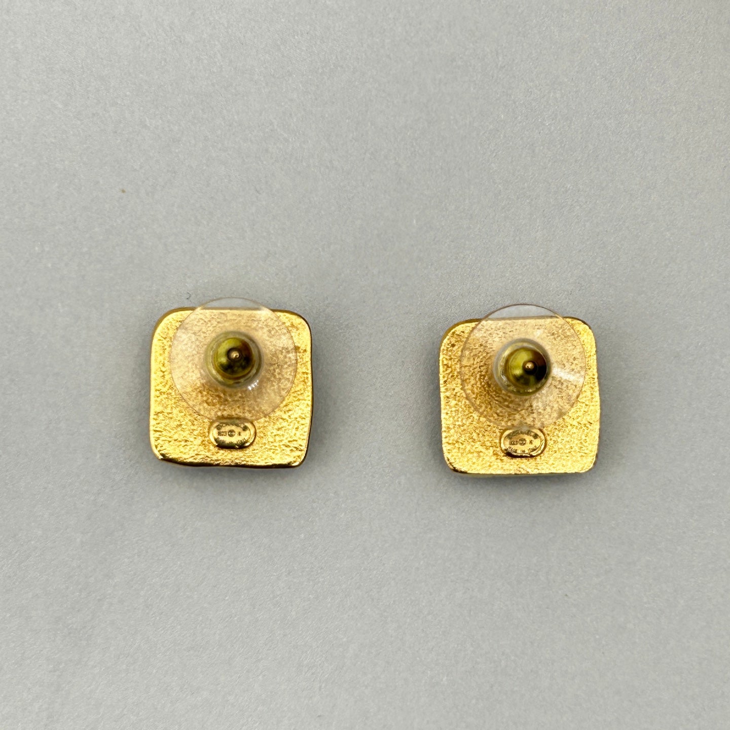 Chanel B23K Black Square Vintage Coco Mark Stud Earrings [Used]