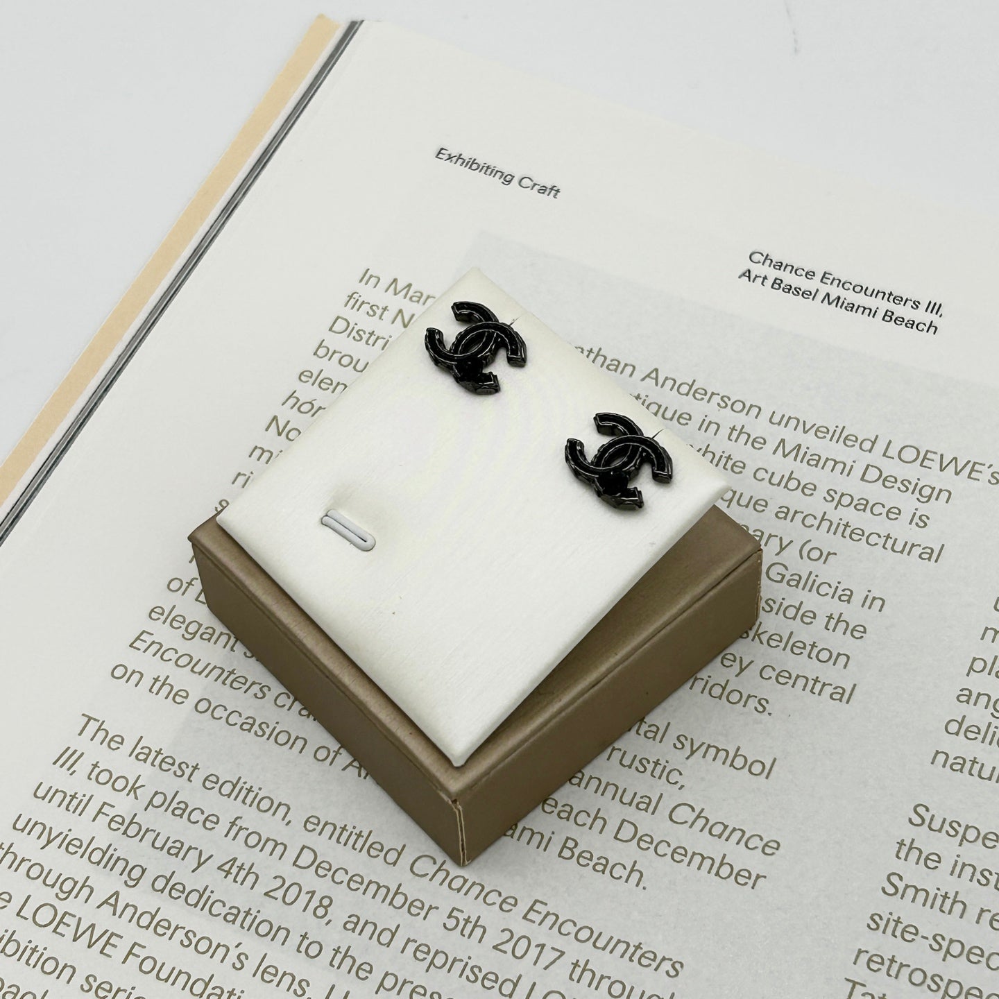 Chanel 12A Black Camellia Coco Mark Stud Earrings [Used]