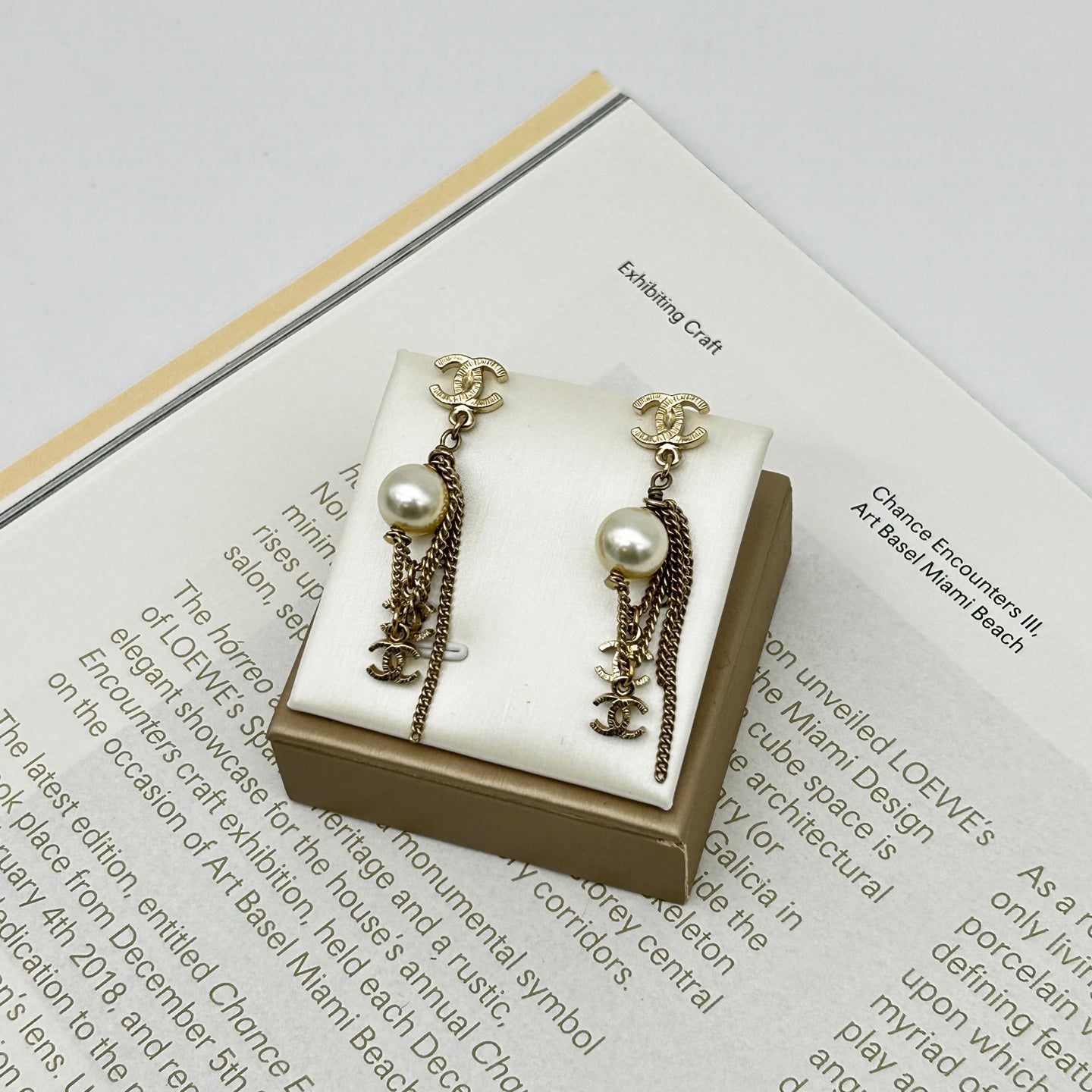 Chanel 09 Pearl Tassel Coco Mark Drop Earrings [Used]