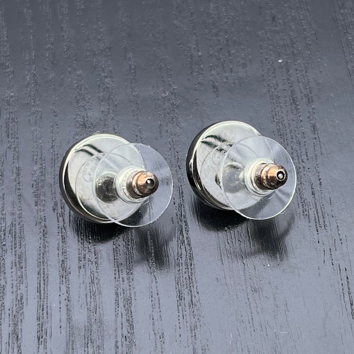 Chanel Silver-Tone Crystal Round Button Coco Mark Earrings [Used]