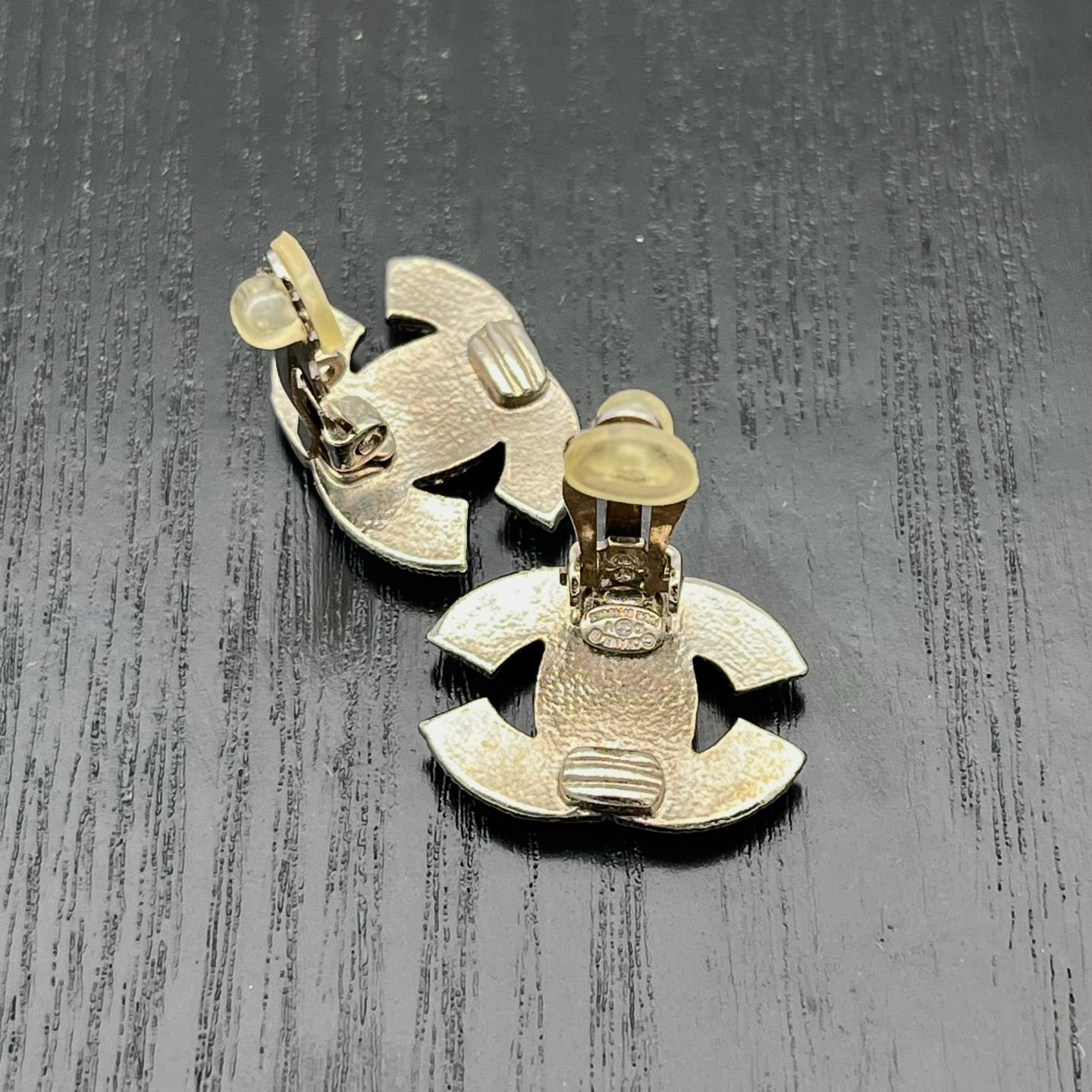 Chanel Silver-Tone Crystal CC Clip-On Earrings [Used]