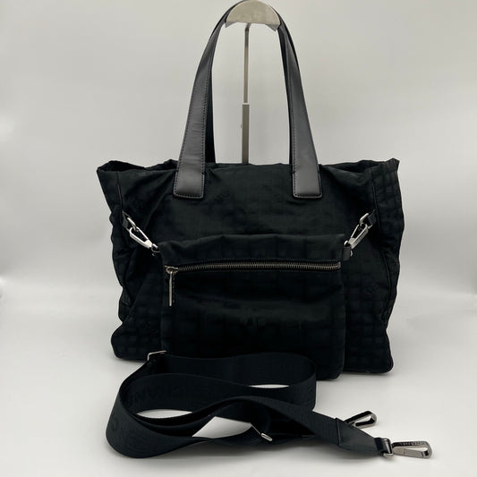 Chanel Black Quilted Nylon 2-Way Tote Bag with Pouch [Used]