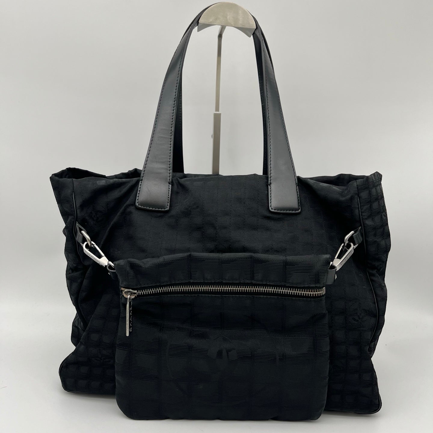 Chanel Black Quilted Nylon 2-Way Tote Bag with Pouch [Used]