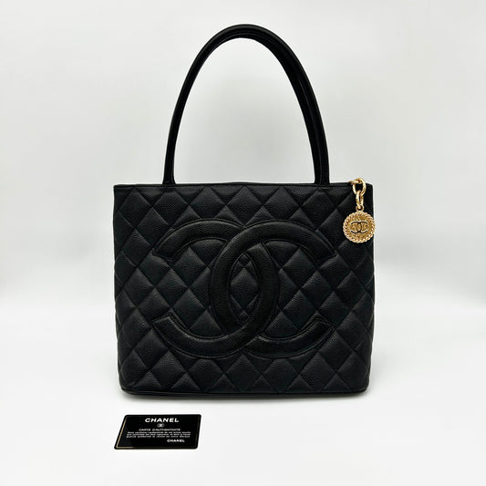 Chanel Black Calfskin Hilton Tote Bag with Gold Hardware [Used]