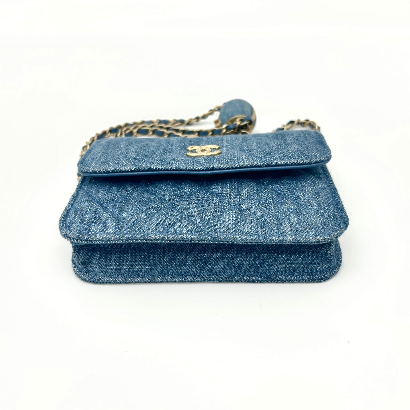 Chanel 22C Denim Gold Ball Mini Waist Bag [Unused / Full Set]